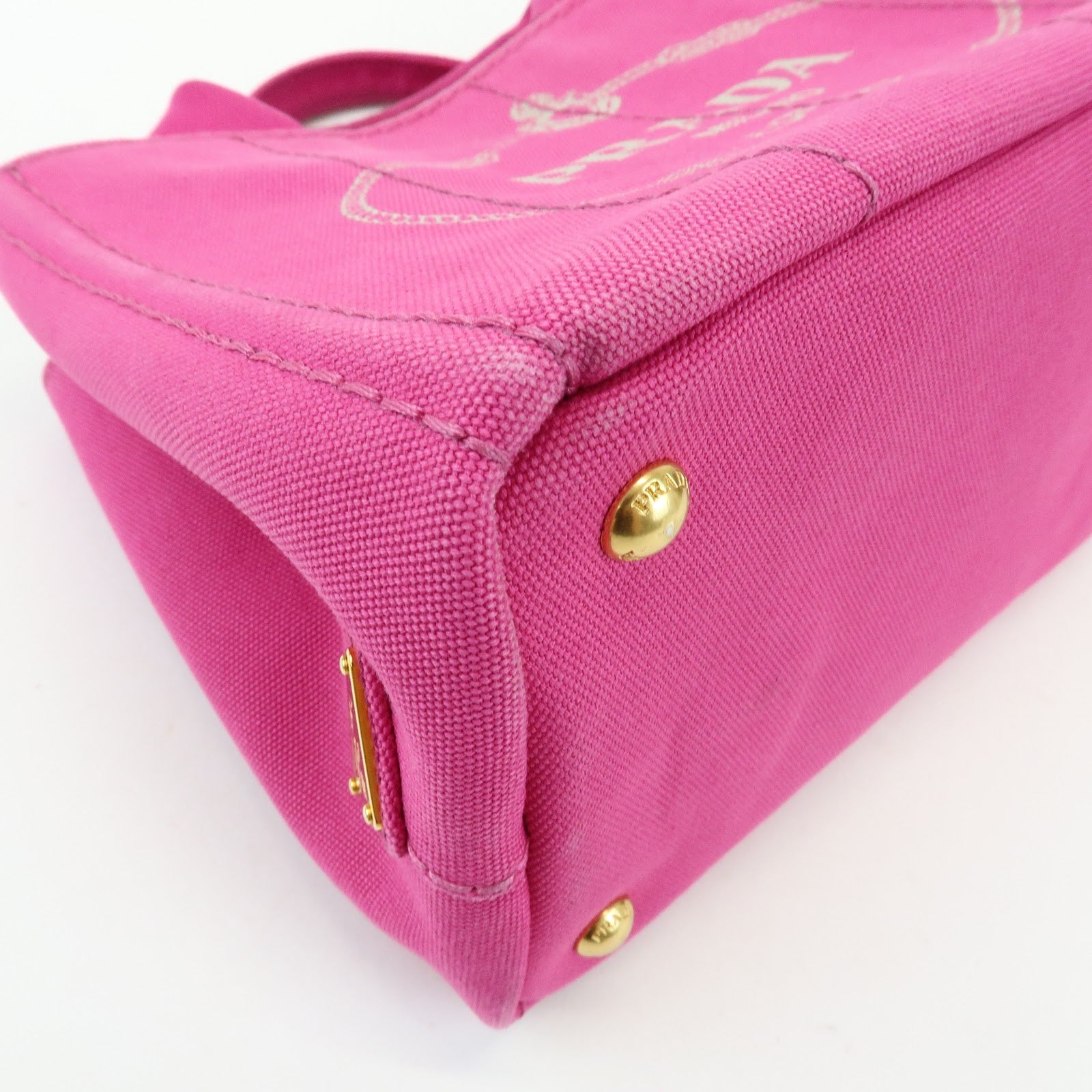 PRADA Triangle Logo Canapa Mini Canvas Tote Hand Bag Pink BN2439