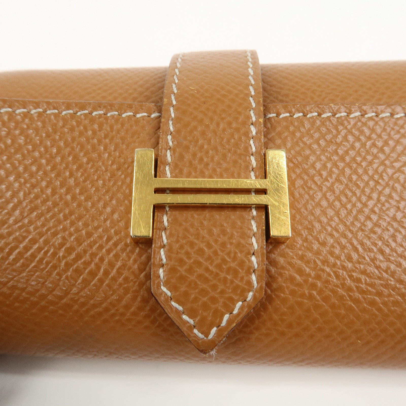 HERMES Logo Veau Epsom Leather Bearn Key Case Key Holder Z Stamped