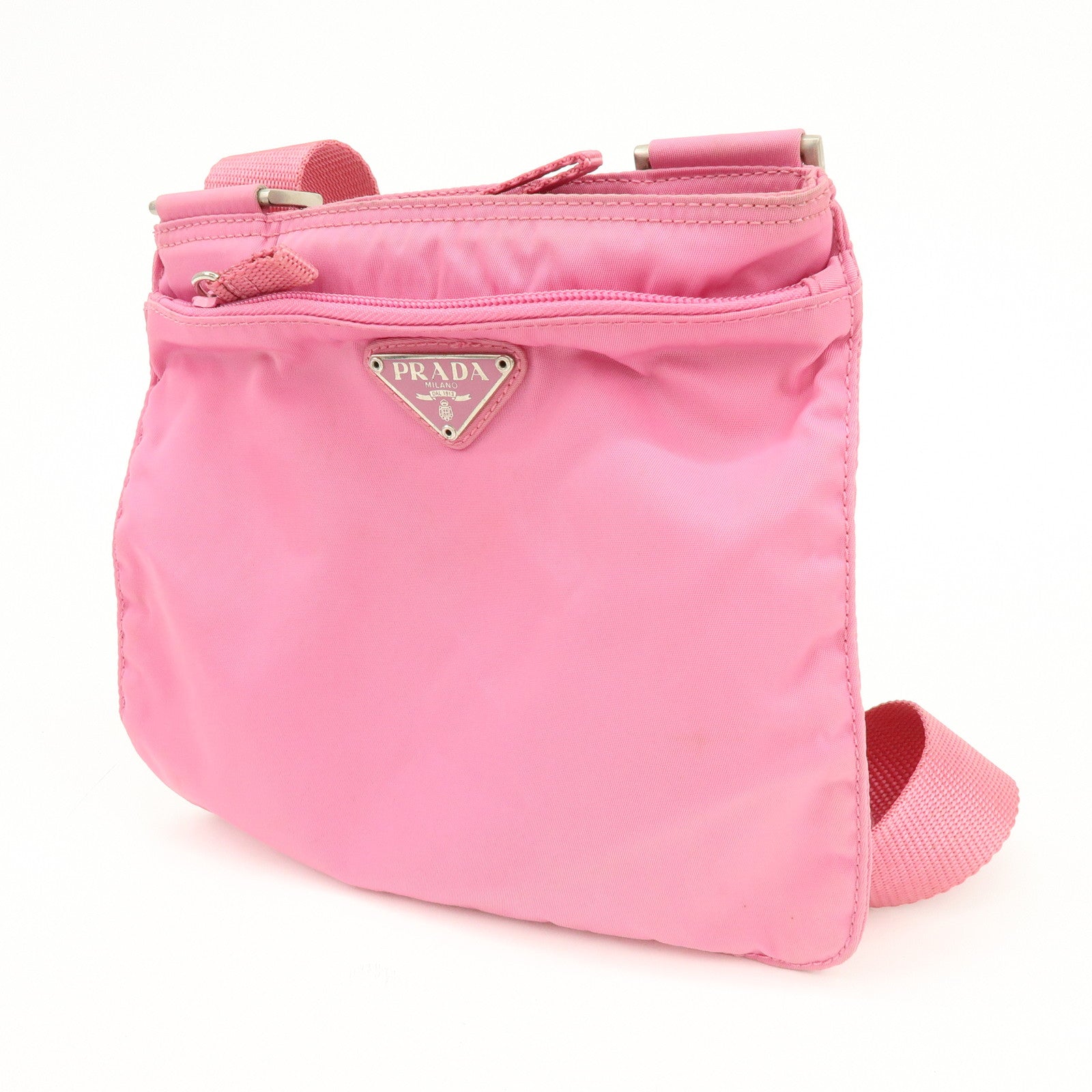 PRADA Triangle Logo Nylon Shoulder Bag Crossbody Bag Pink