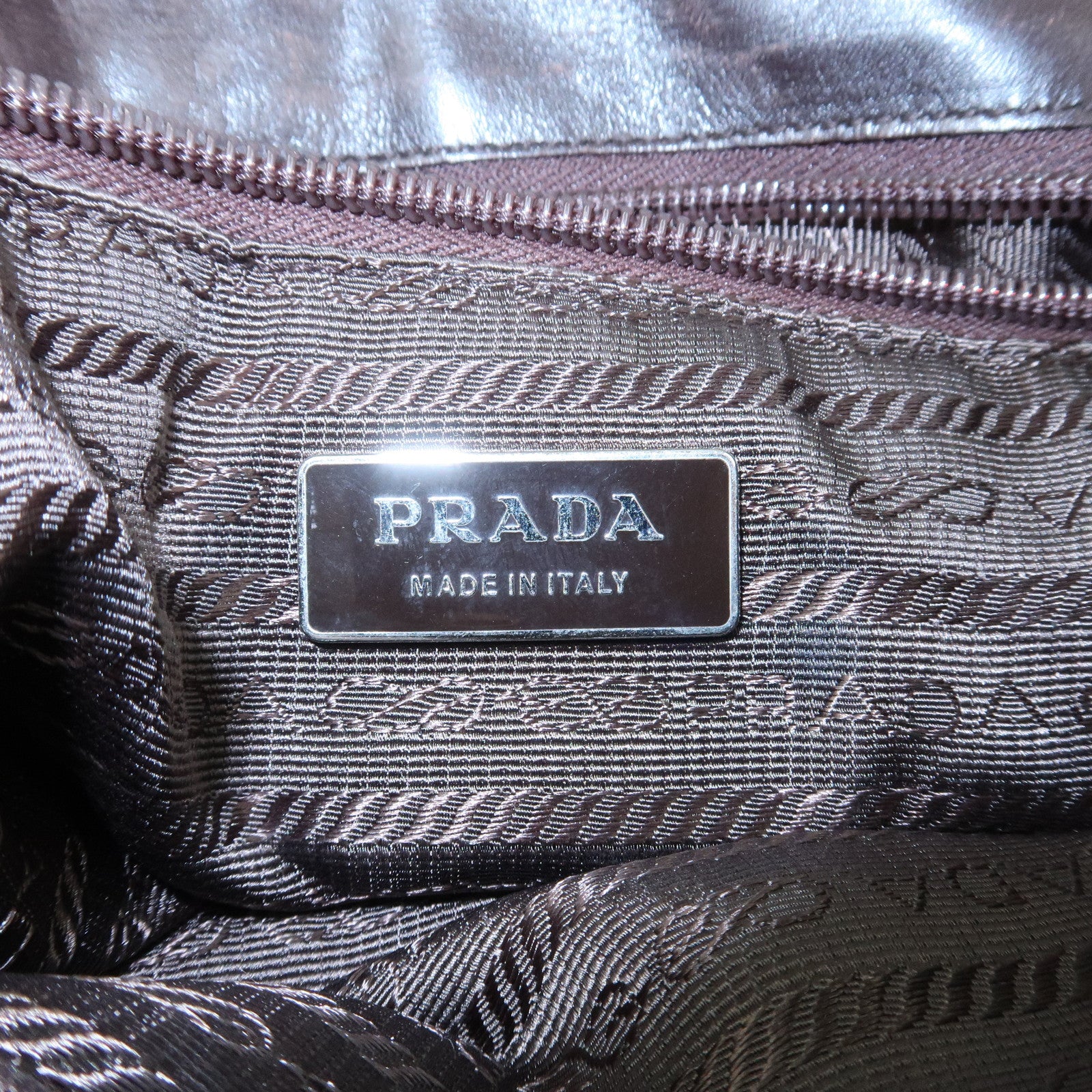 PRADA Triangle Logo Nylon Shoulder Bag Hand Bag Khaki B10738