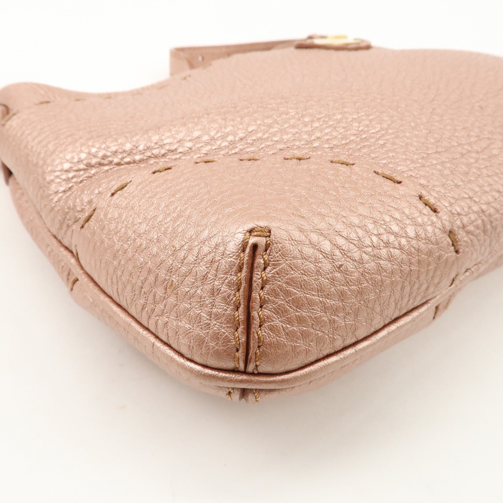 FENDI Seleria Leather Shoulder Bag Champagne Pink 8BT200