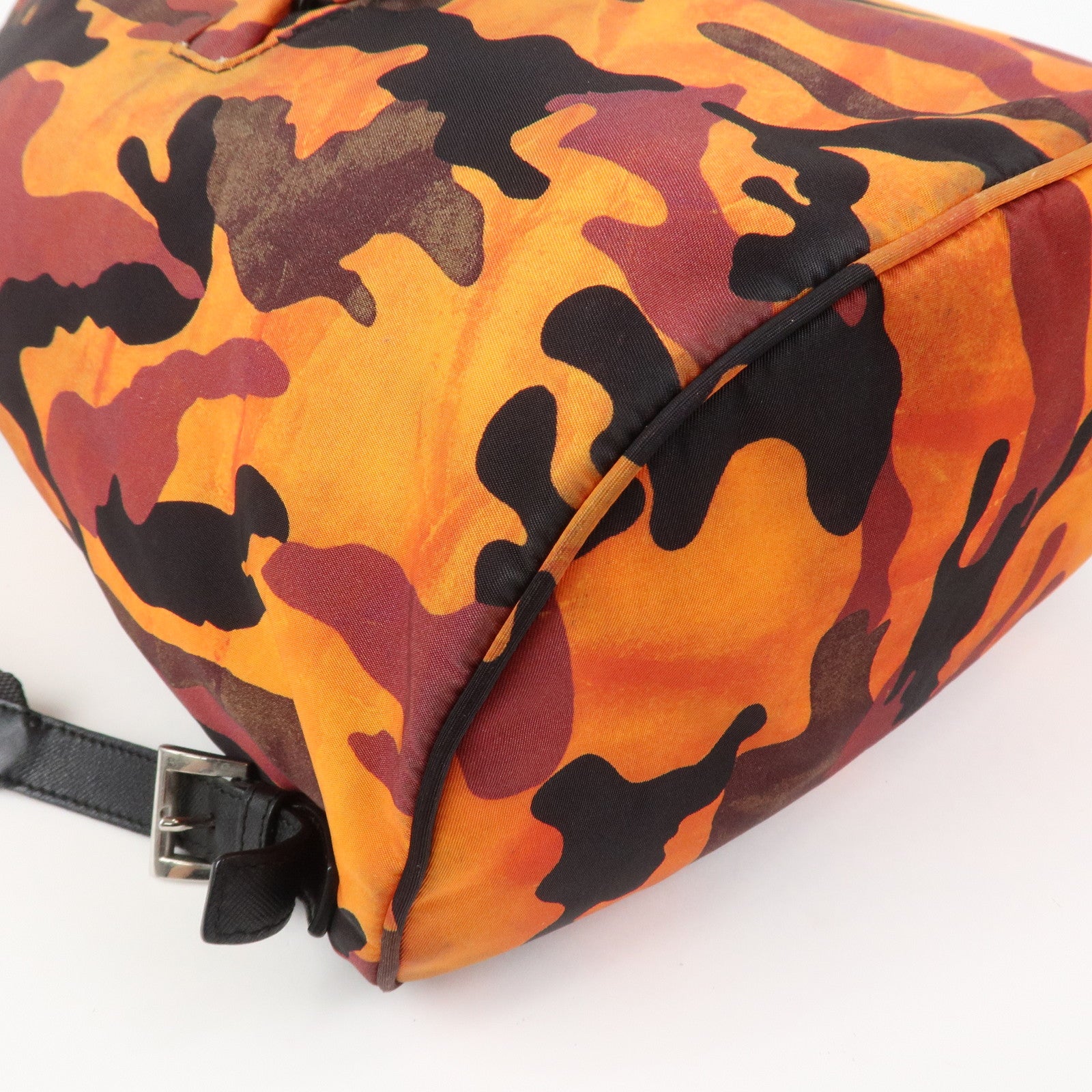 PRADA Triangle Logo Nylon Leather Backpack Camouflage OrangeBZ0032