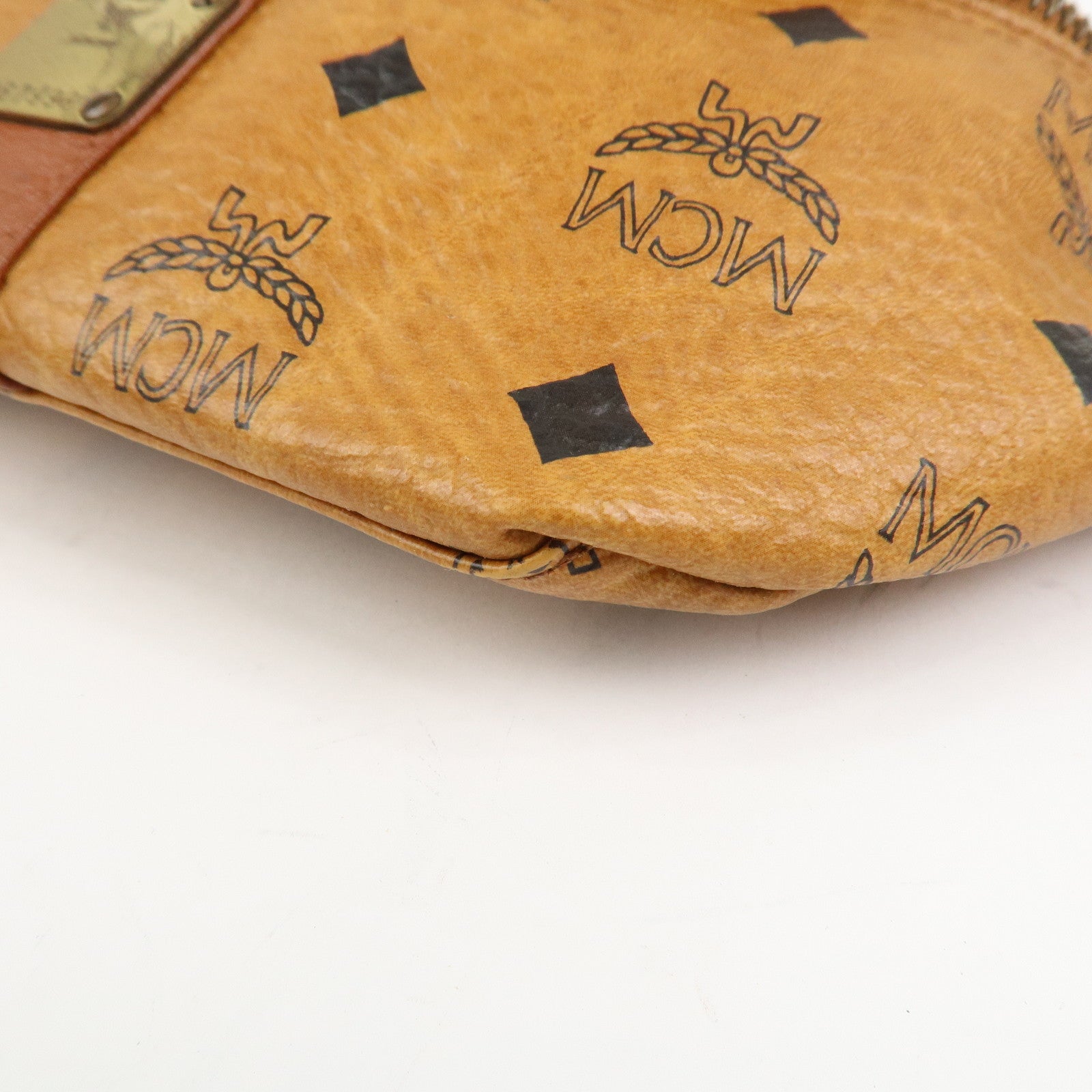 MCM Visetos Logo Leather Waist Bag Waist Pouch Crossbody Bag Brown