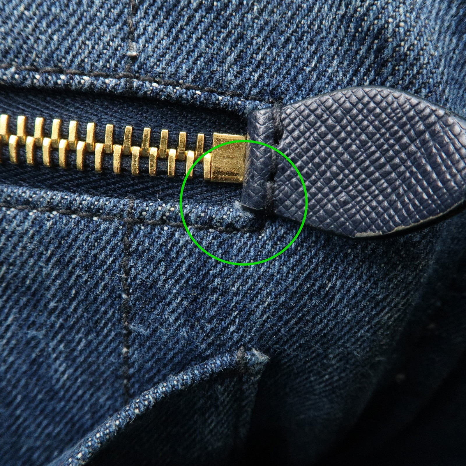 PRADA Canapa Mini Denim 2Way Hand Bag Tote Bag Navy 1BG439 Used