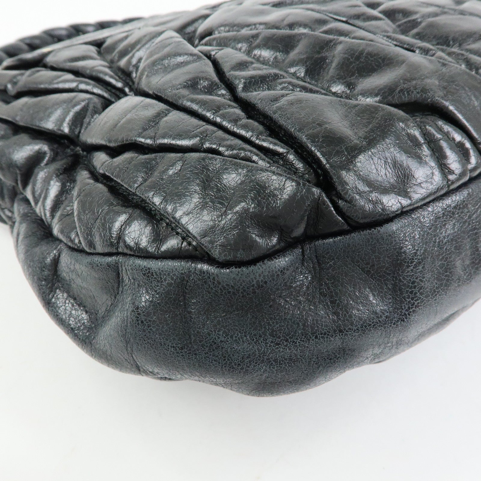 MIU MIU Matelasse Leather Hand Bag Shoulder Bag Black