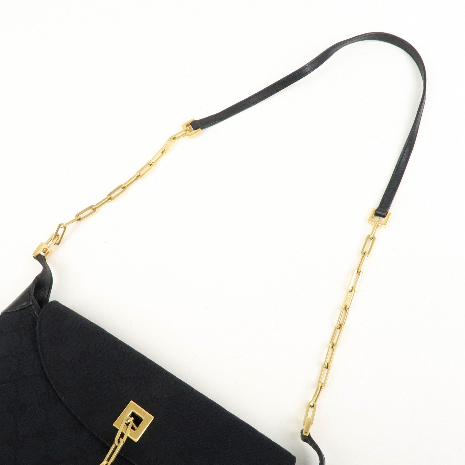 GUCCI Tiger Head GG Canvas Leather Chain Shoulder Bag 001.4113