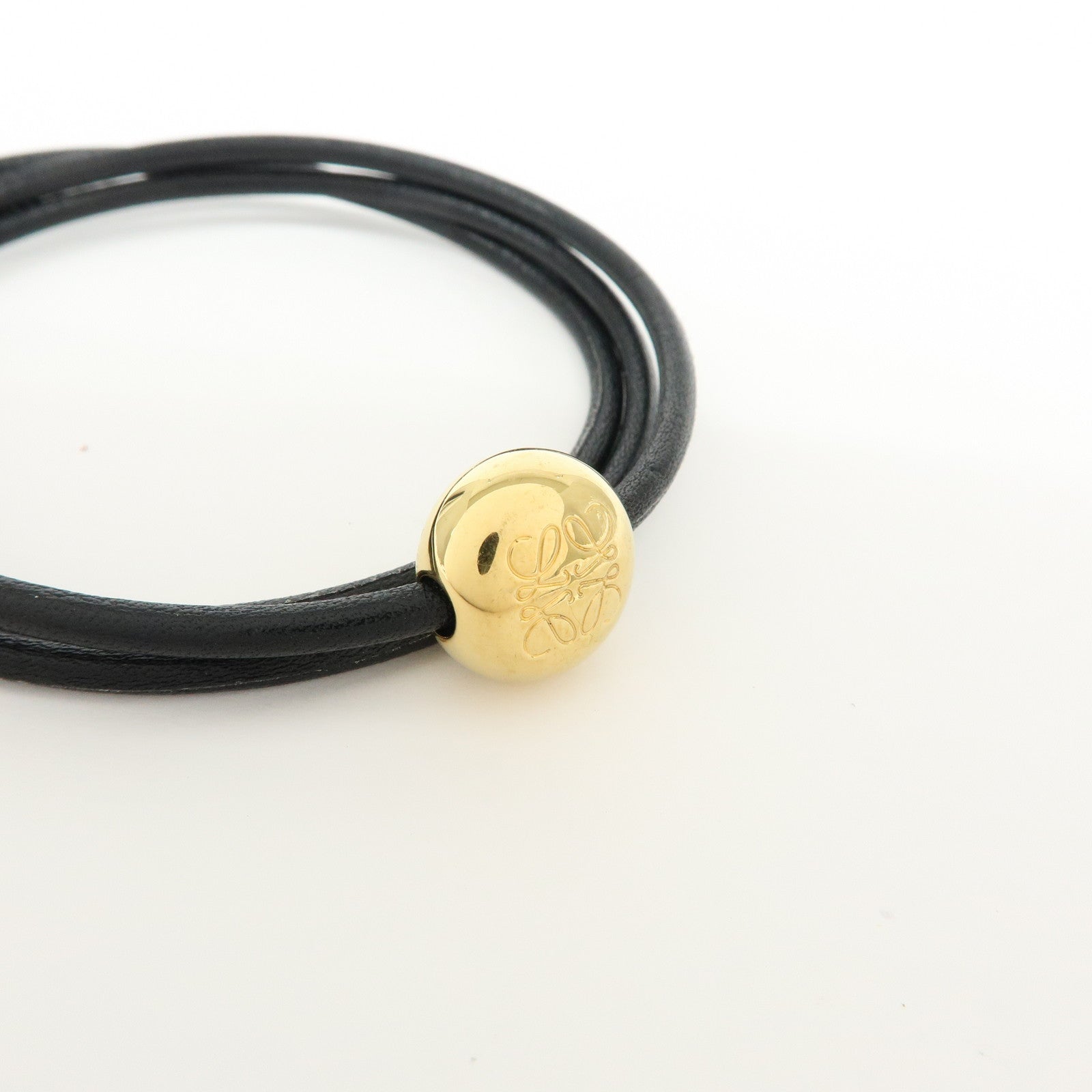 LOEWE Anagram Leather Pebble Bracelet Black