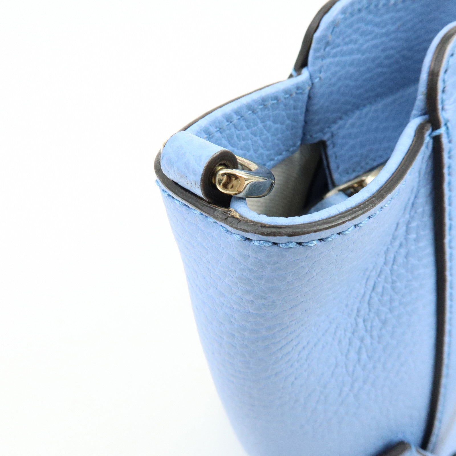 GUCCI Interlocking G Leather 2Way Bag Hand Bag Light Blue 368827