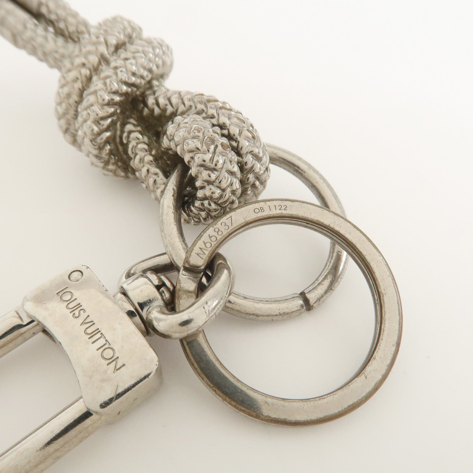 Louis Vuitton Porte Cles Knot Rope Metal Silver Keyring M66837