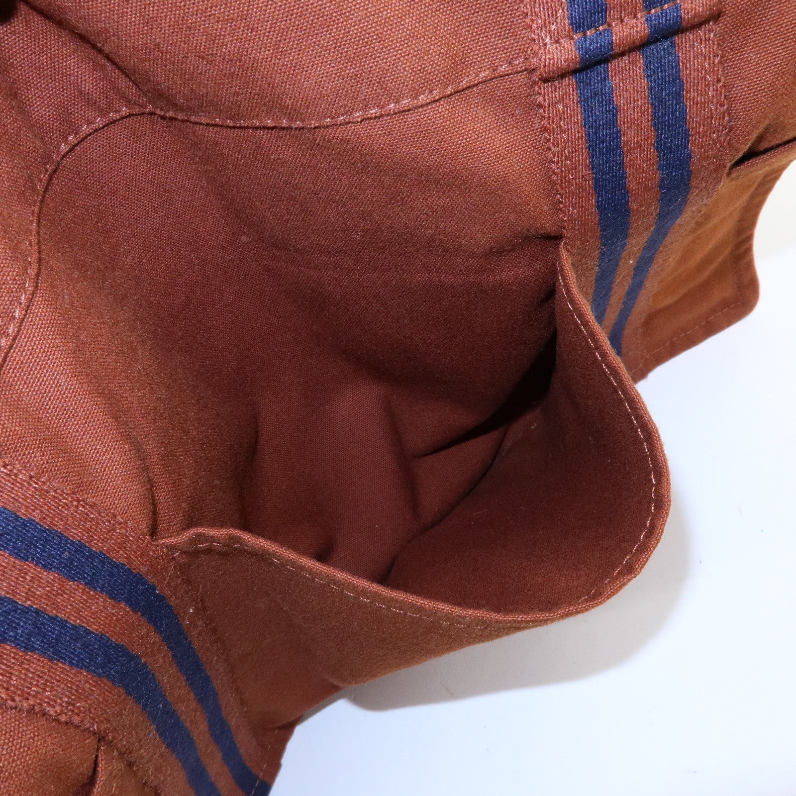HERMES Basas MM Fourre Toute Cotton Canvas Shoulder Bag Brown