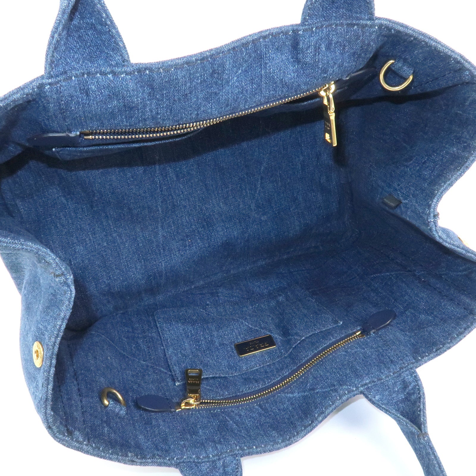 PRADA Logo Canapa Canvas Denim 2way Bag Hand Bag Blue B1877B