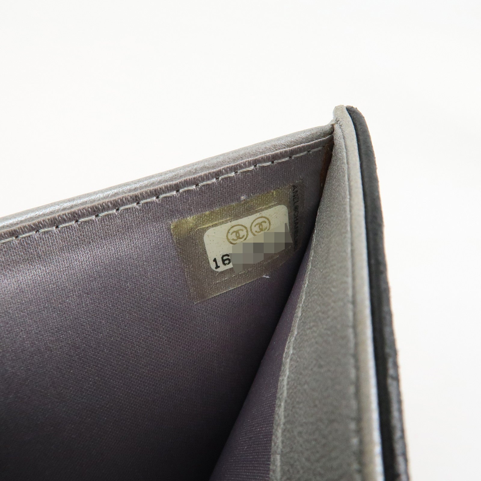 CHANEL Camellia COCO Mark Lamb Skin Compact Wallet Black