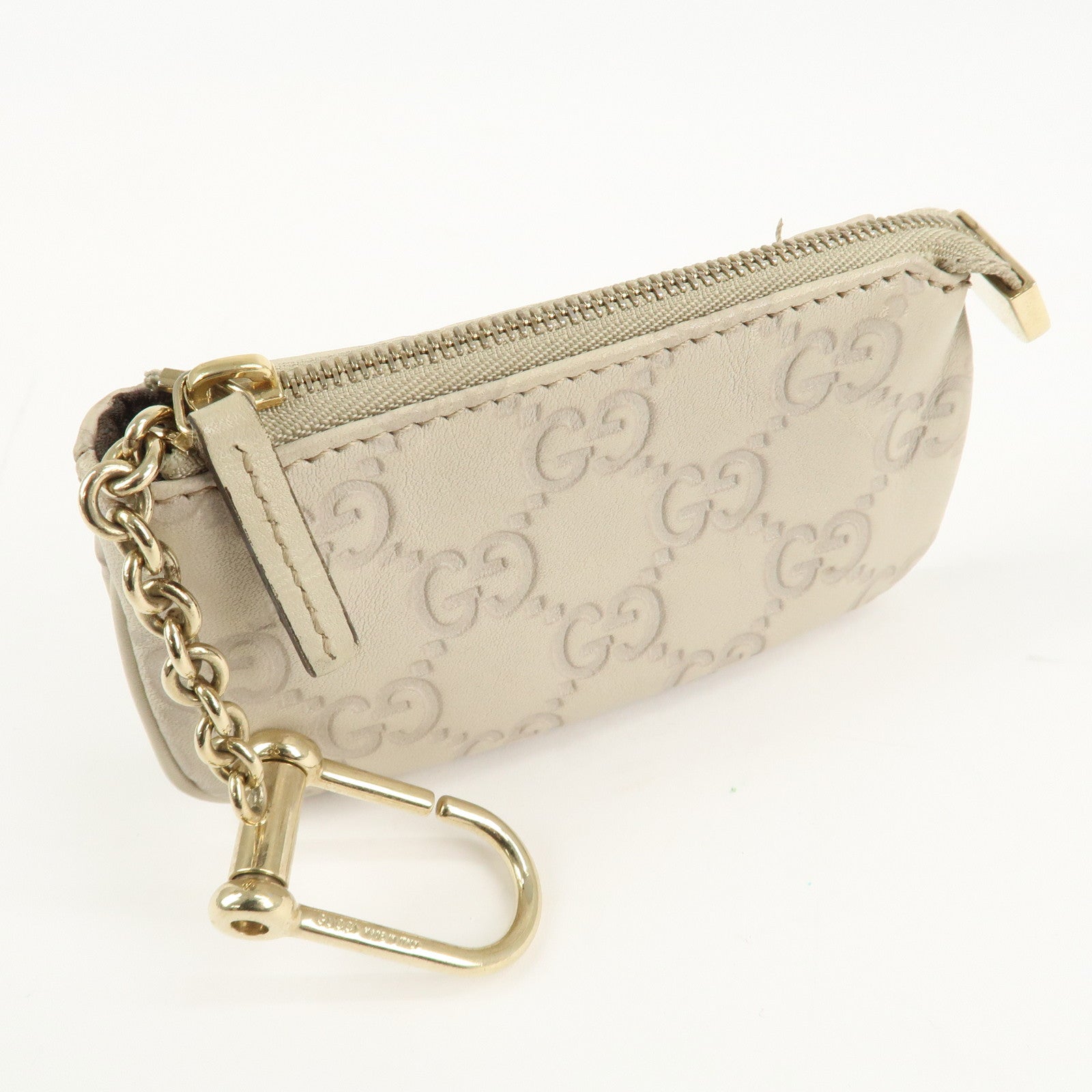 GUCCI Guccissima Leather Coin Case Key Case Ivory 233183 Used