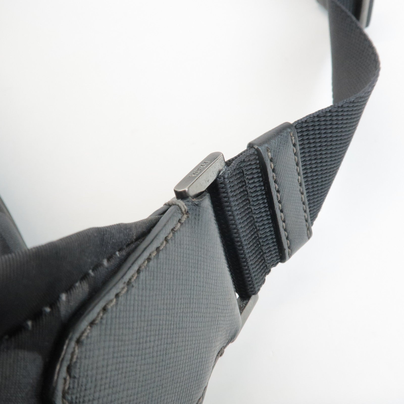 PRADA Triangle Logo Nylon Camouflage Shoulder Bag Black Gray Navy Used