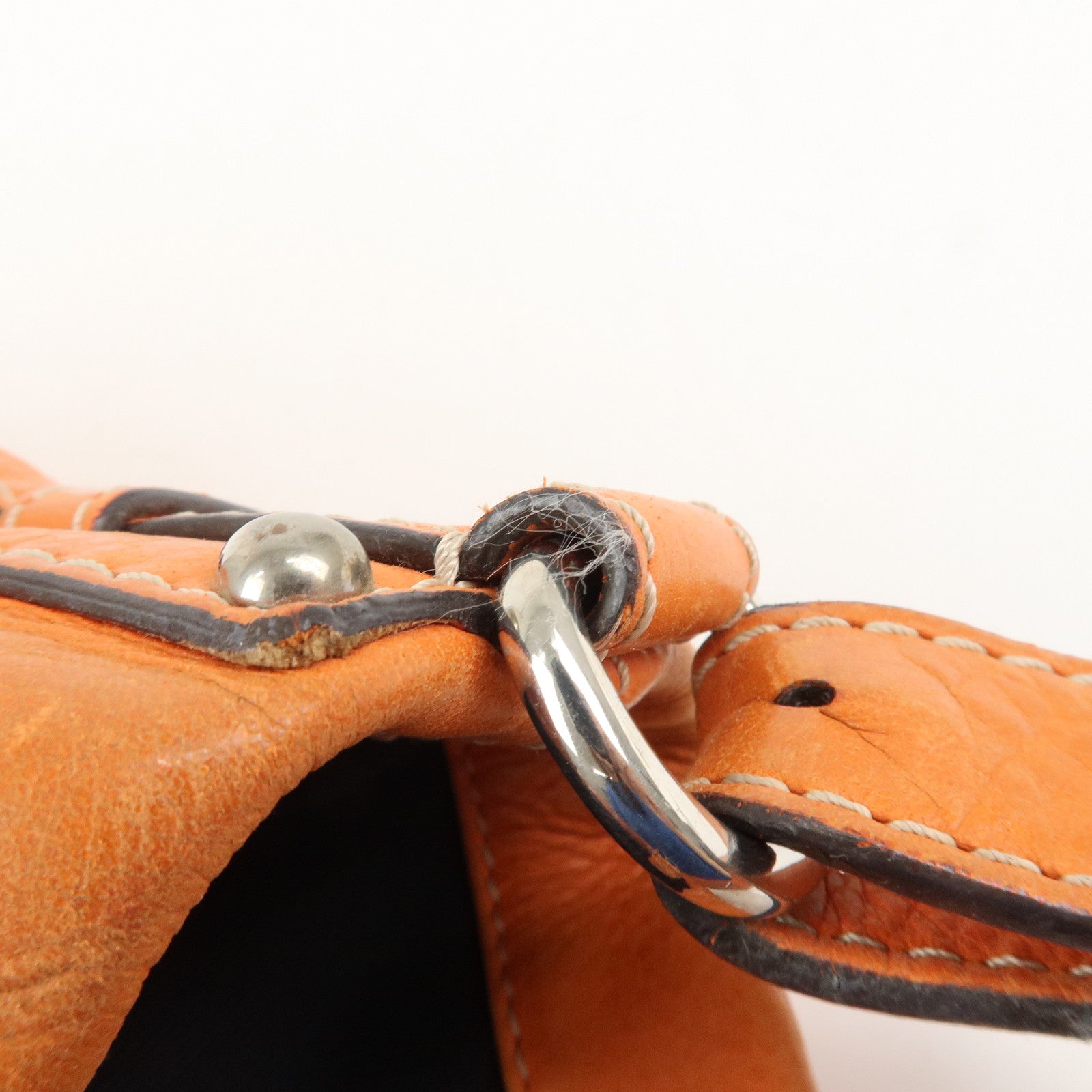 LOEWE Anagram Logo Leather Shoulder Bag Hand Bag Orange