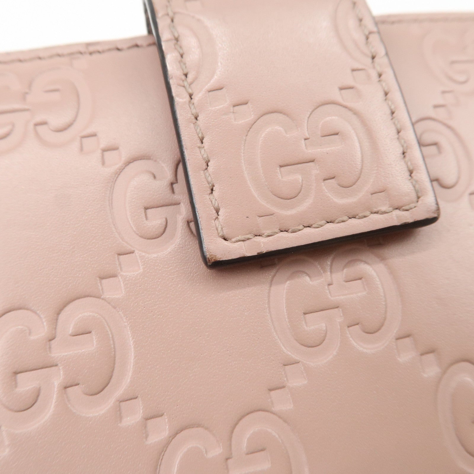 GUCCI Guccissima Leather Bi-Fold Compact Wallet Pink 406925