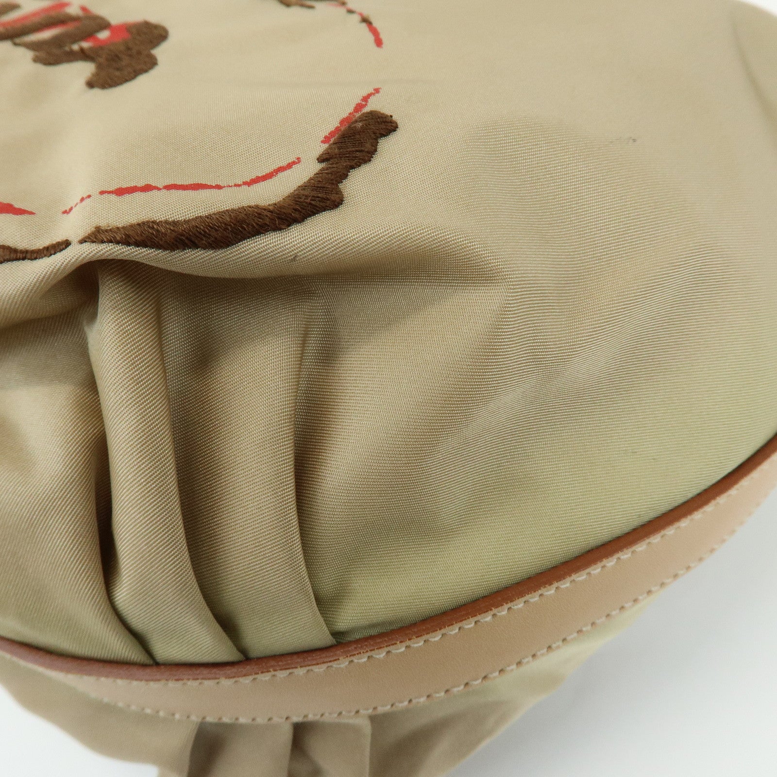 PRADA Logo Nylon Leather Shoulder Bag Hand Bag Beige BR3315
