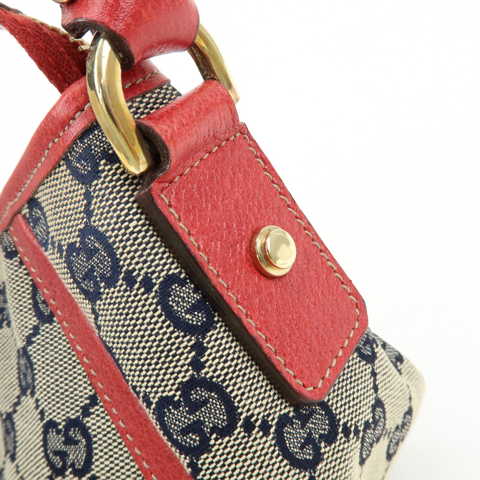 GUCCI Abbey GG Canvas Leather Shoulder Hand Bag Beige Red 130939