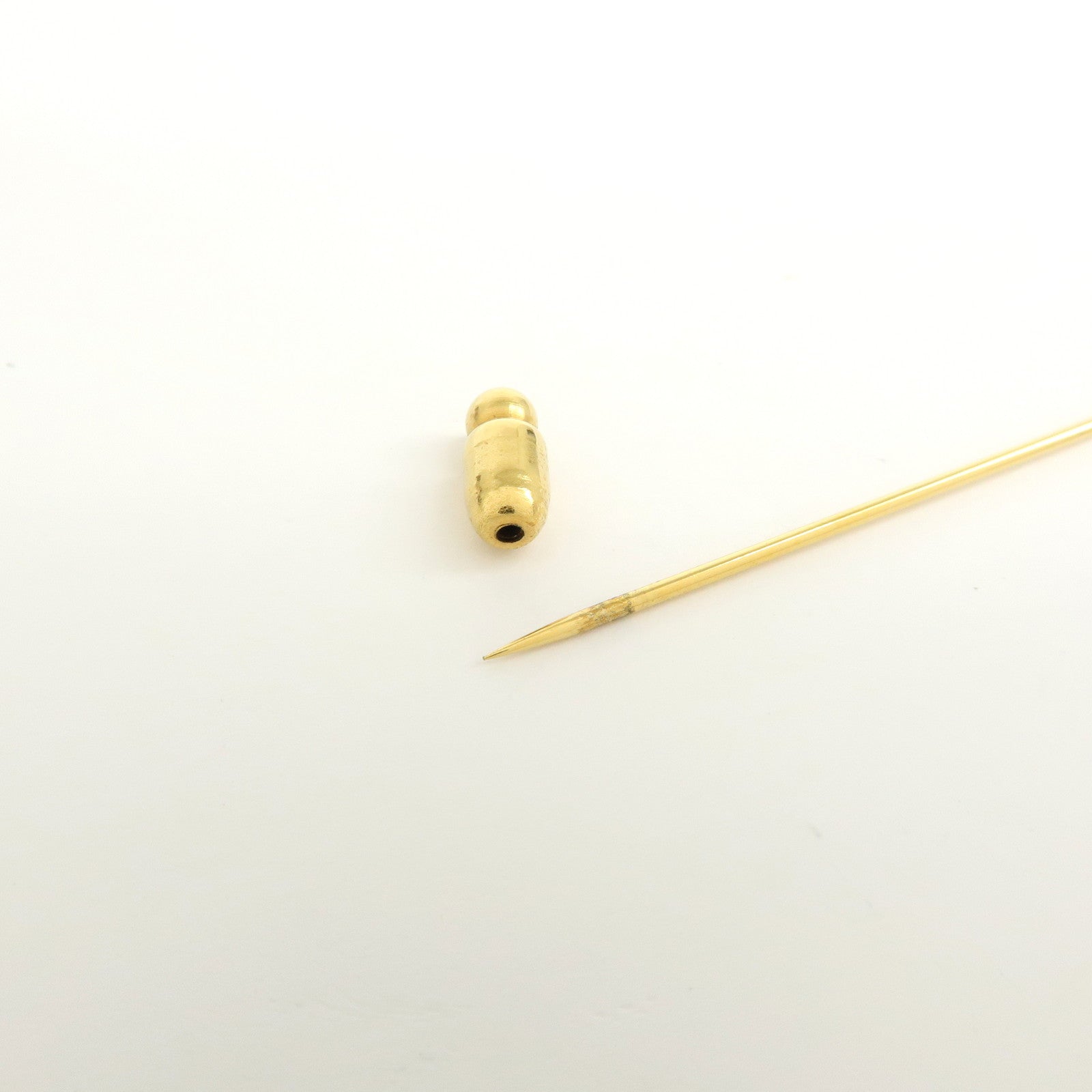HERMES Sellier Set of 2 Metal Pin Brooch Gold