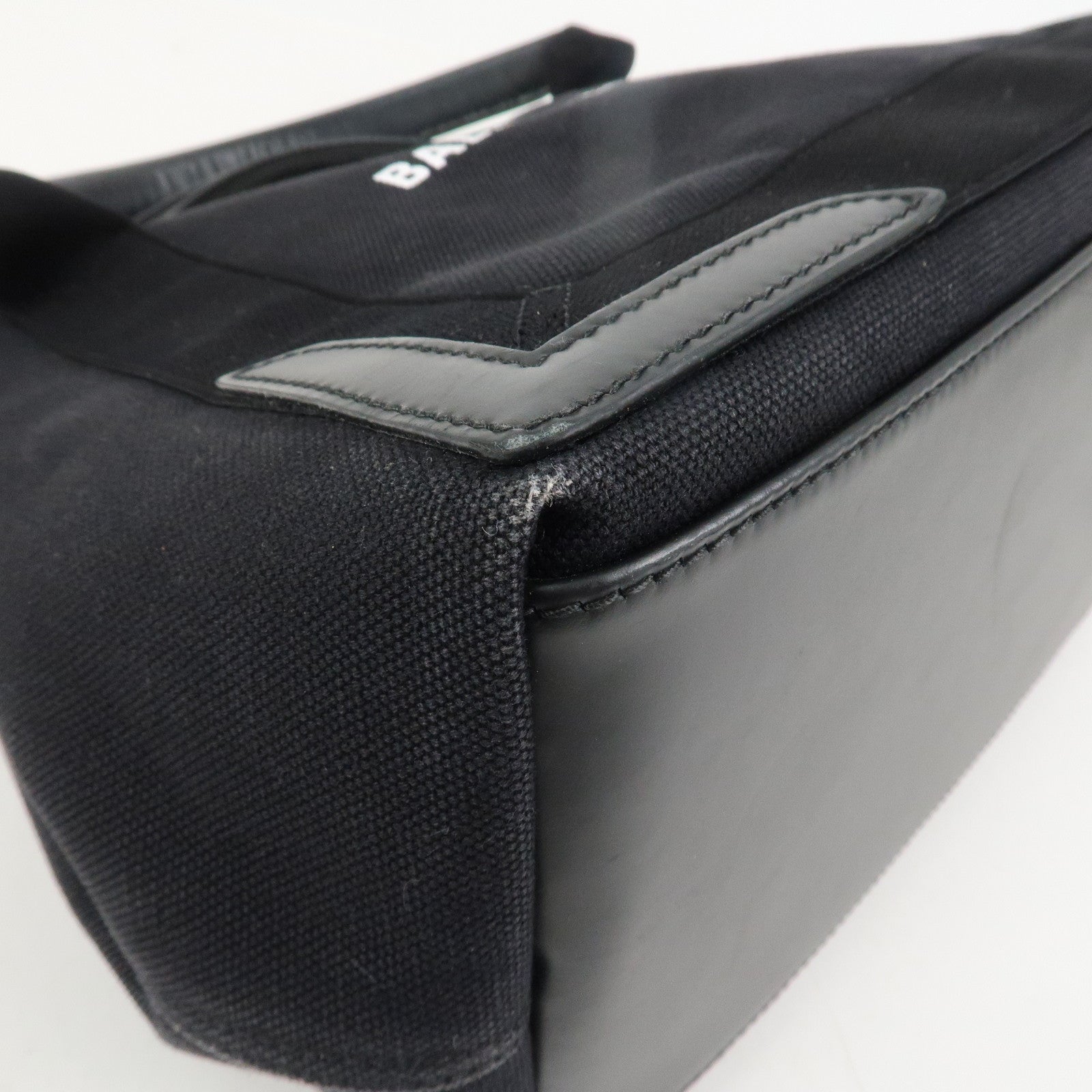 BALENCIAGA Navy Cabas S Leather Tote Bag Hand Bag Black 339933