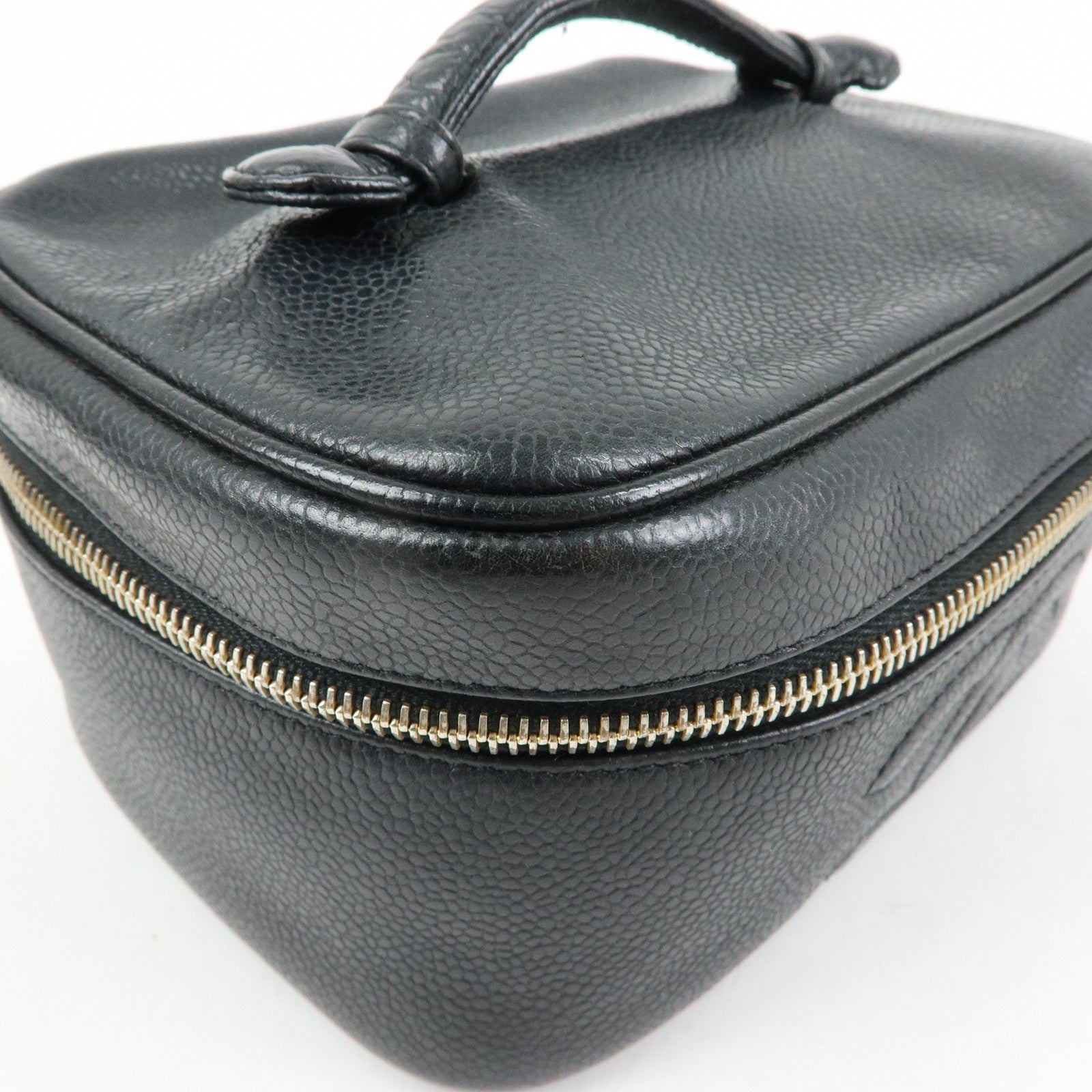CHANEL COCO Mark Caviarskin Hand Bag Vanity Case Black A01997