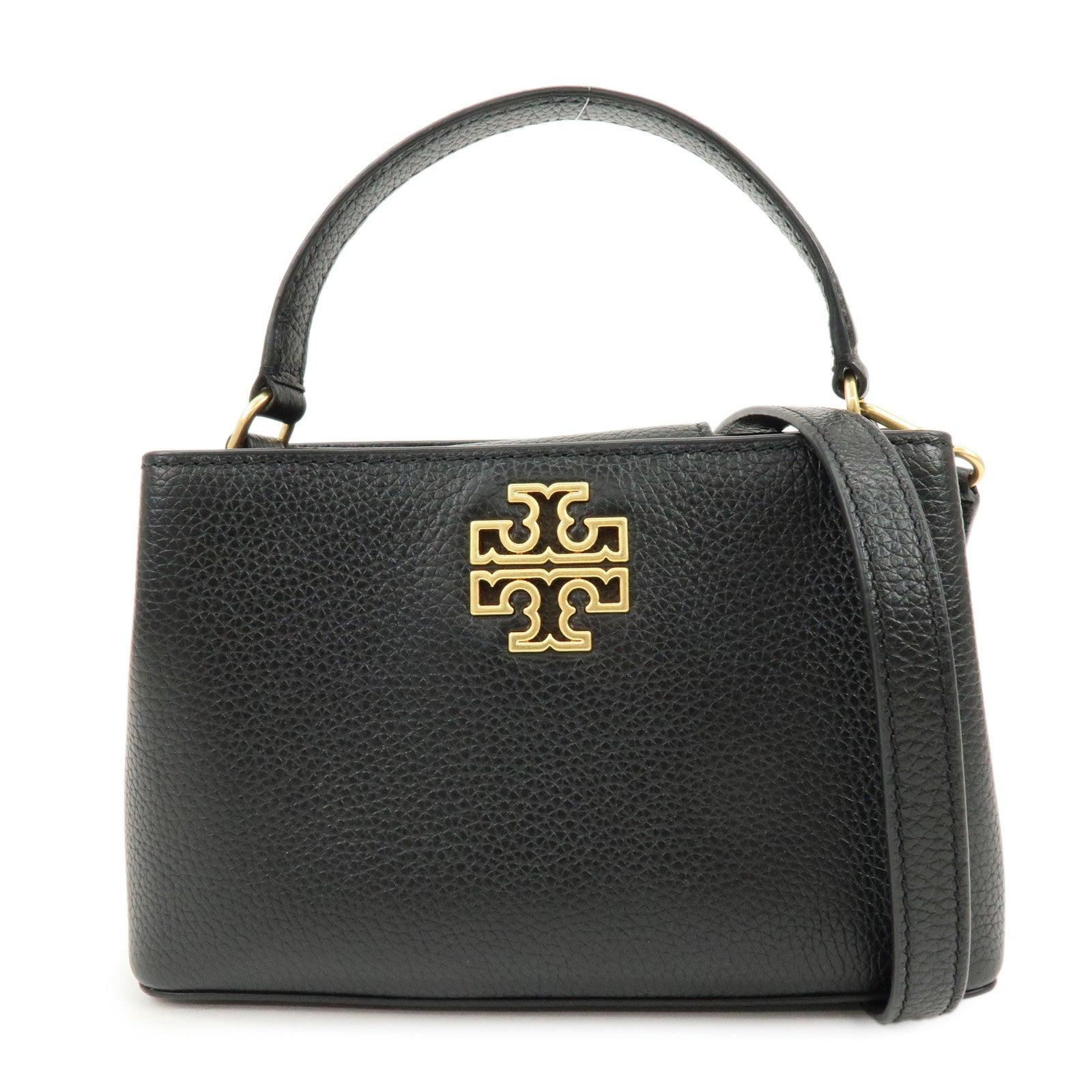 TORY BURCH Britten Micro Satchel Leather 2Way Bag Hand Bag Black