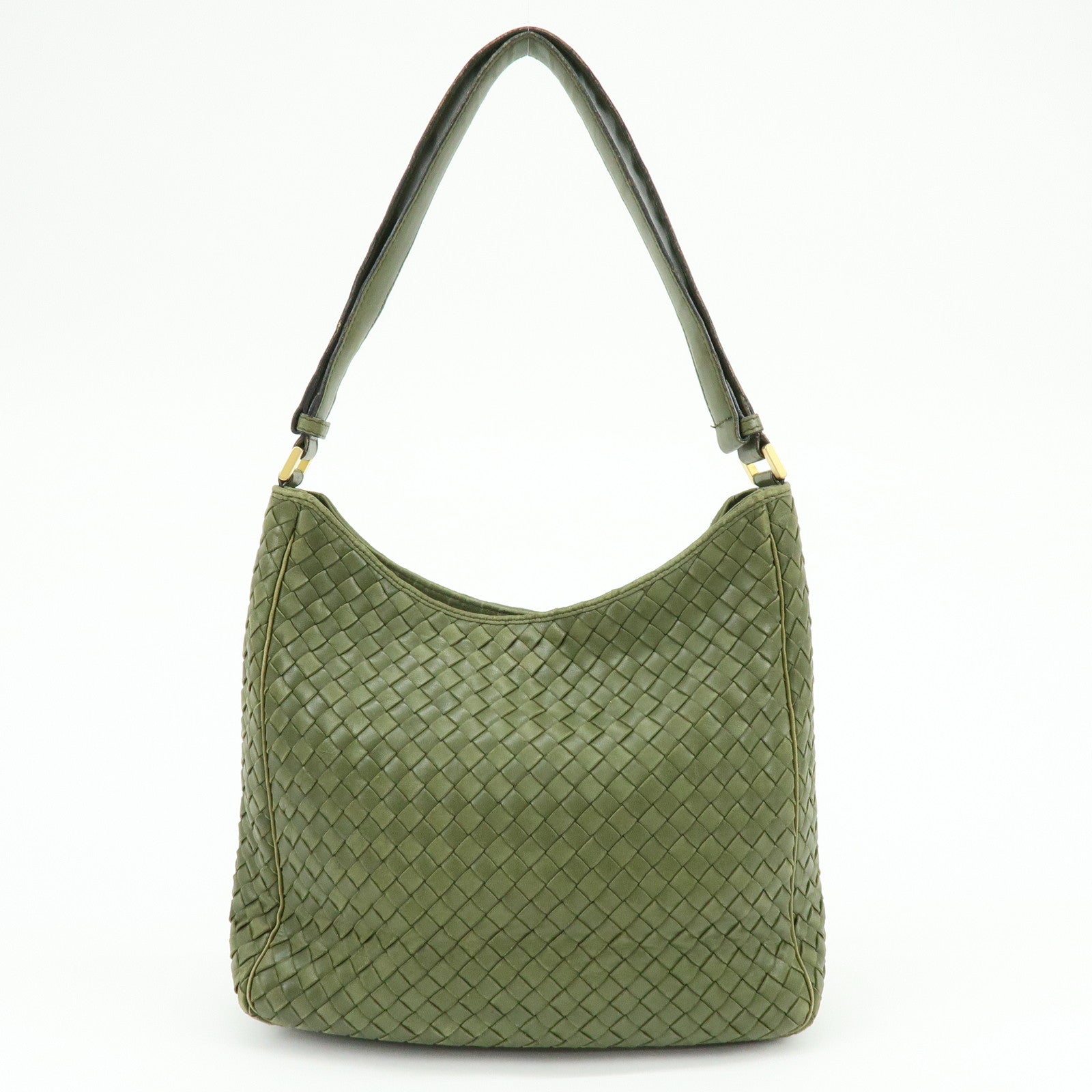 BOTTEGA VENETA Intrecciato Leather Shoulder Bag Crossbody Bag Green