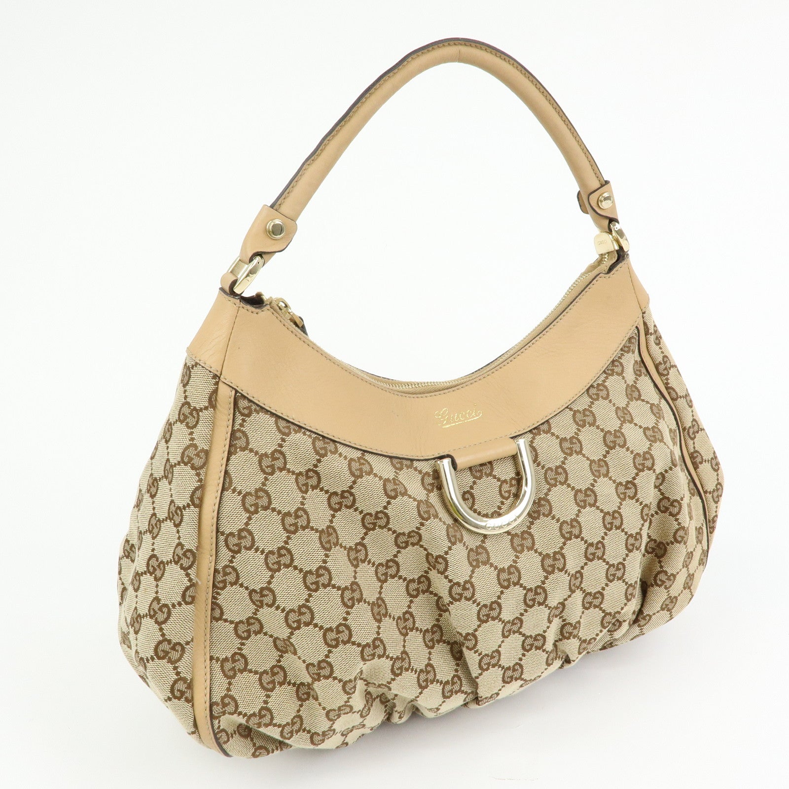 GUCCI Abbey GG Canvas Leather Shoulder Bag Hand Bag Brown 189833