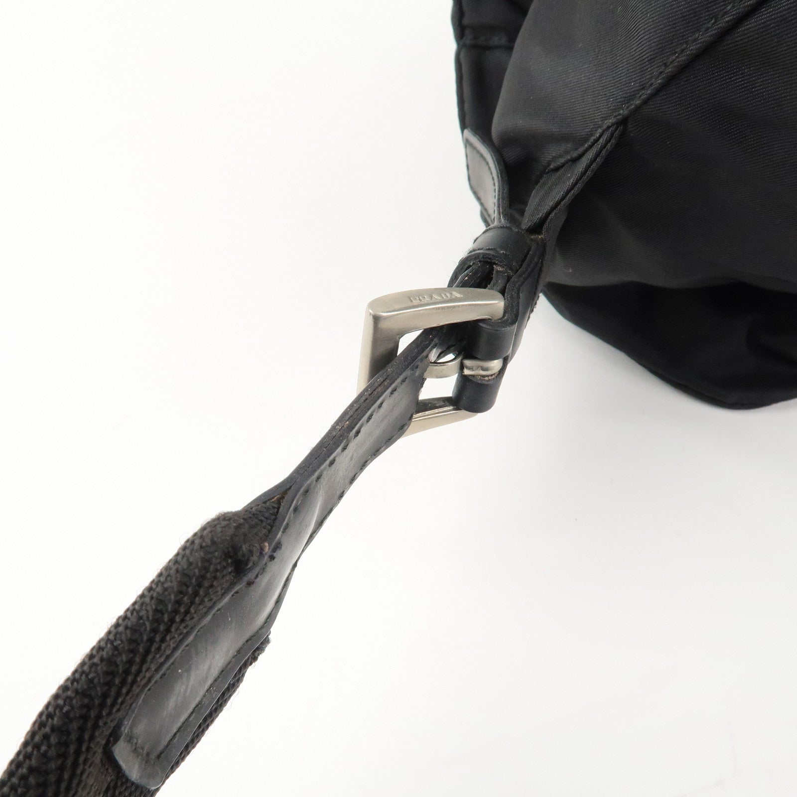 PRADA Triangle Logo Nylon Leather Backpack Ruck Sack Black 1BZ005 Used