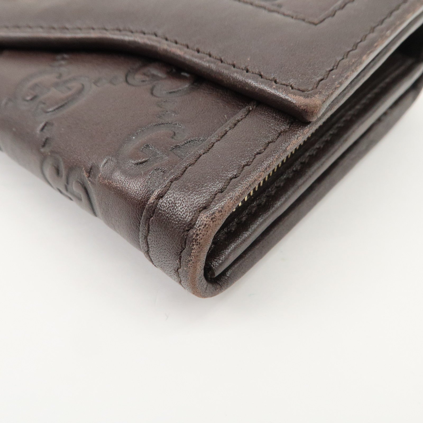 GUCCI Guccissima Interlocking GG Leather Bi-fold Wallet 282431 Used