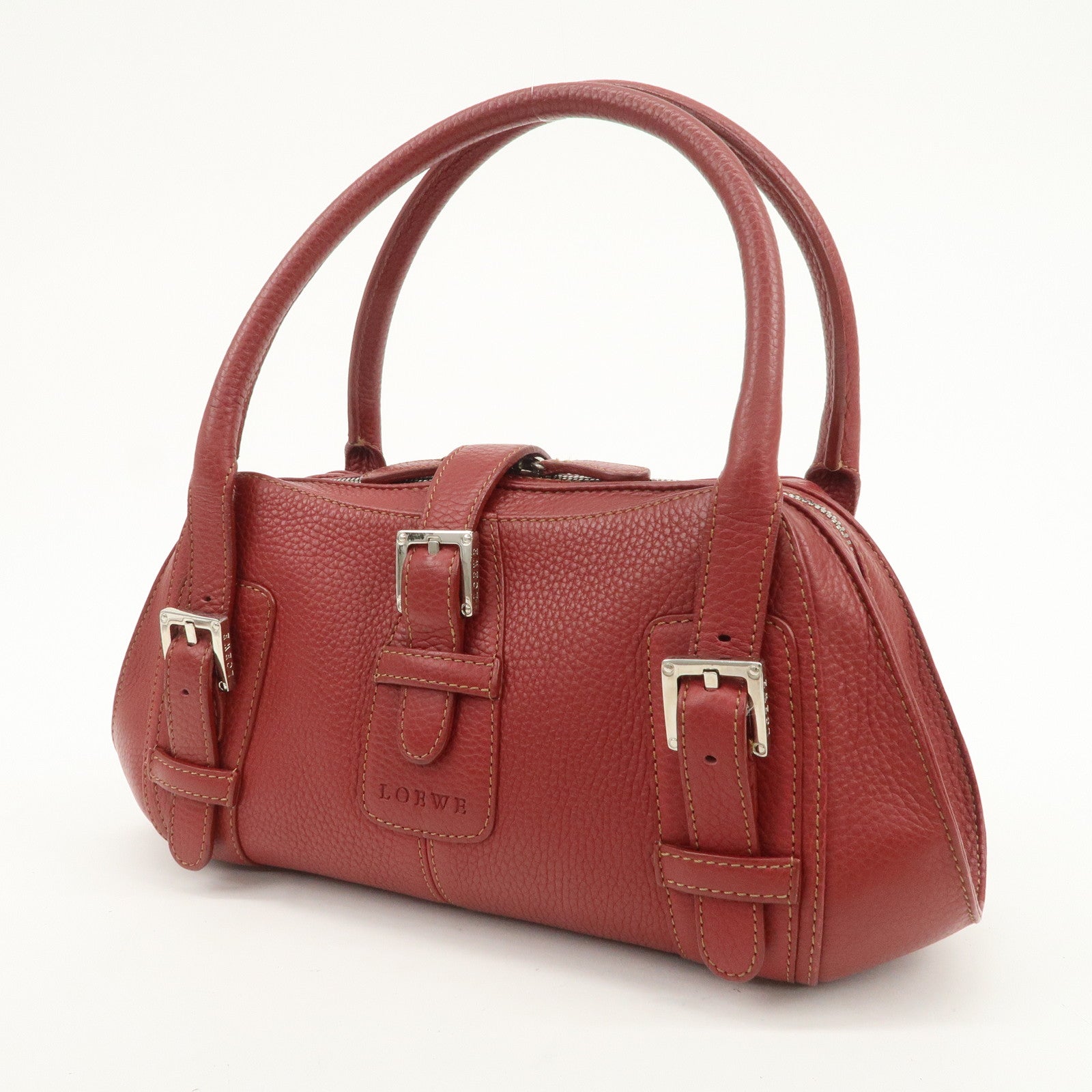 LOEWE Senda Leather Shoulder Bag Hand Bag Red