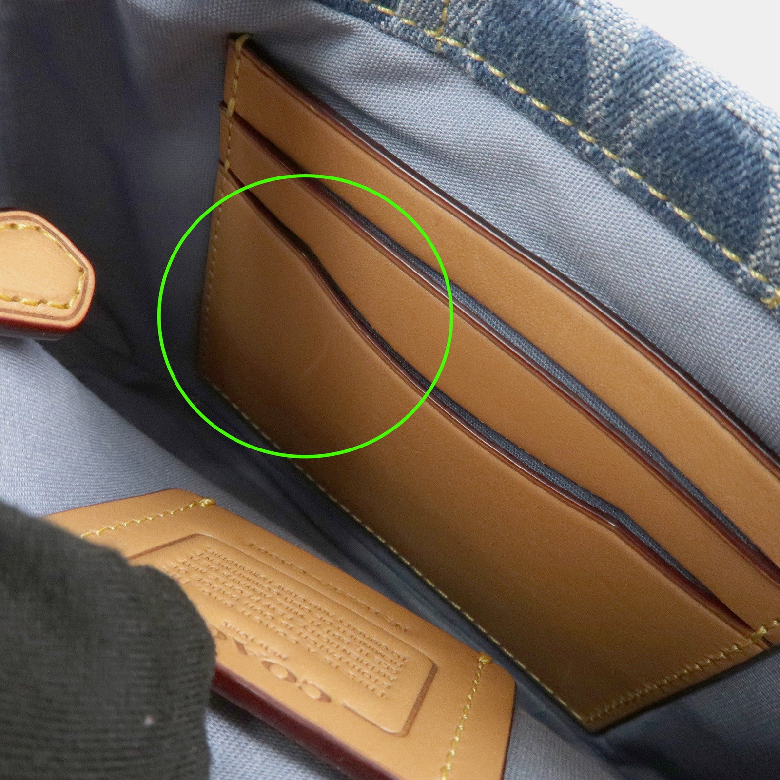 COACH Denim Leather Chain Shoulder Bag Crossbody Bag Hand Bag Blue