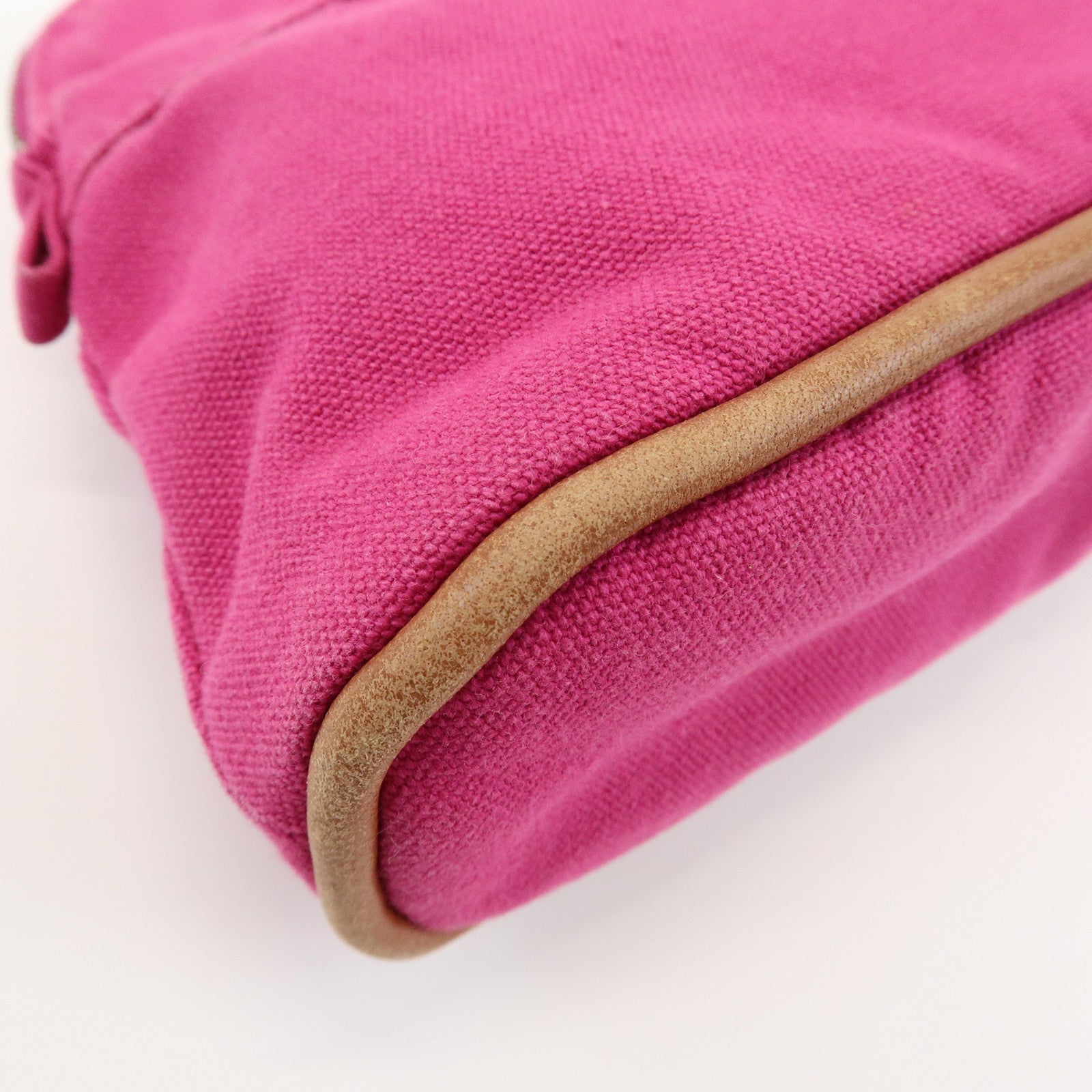 HERMES Logo Cotton Leather Bolide Pouch Mini Cosmetic Pouch Pink