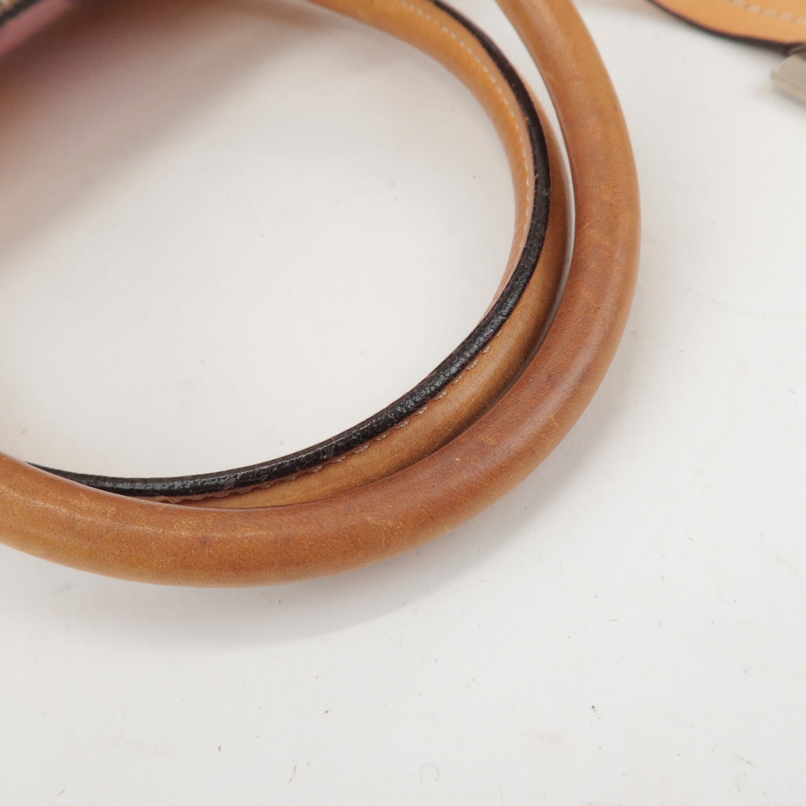 Christian Dior PVC Leather Hand Bag Light Brown Pink Orange