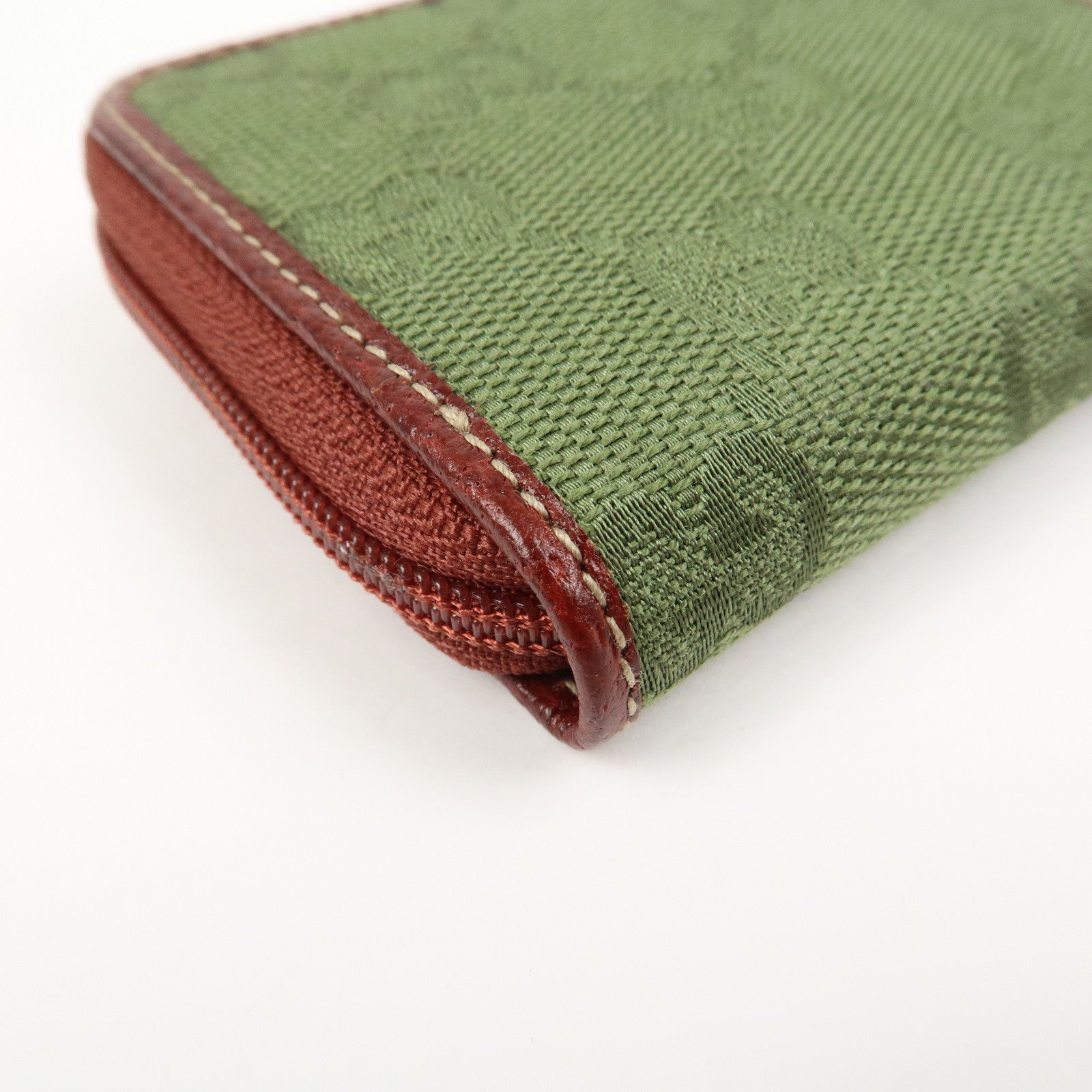 GUCCI GG Canvas Leather Coin Case Coin Purse Green 115255