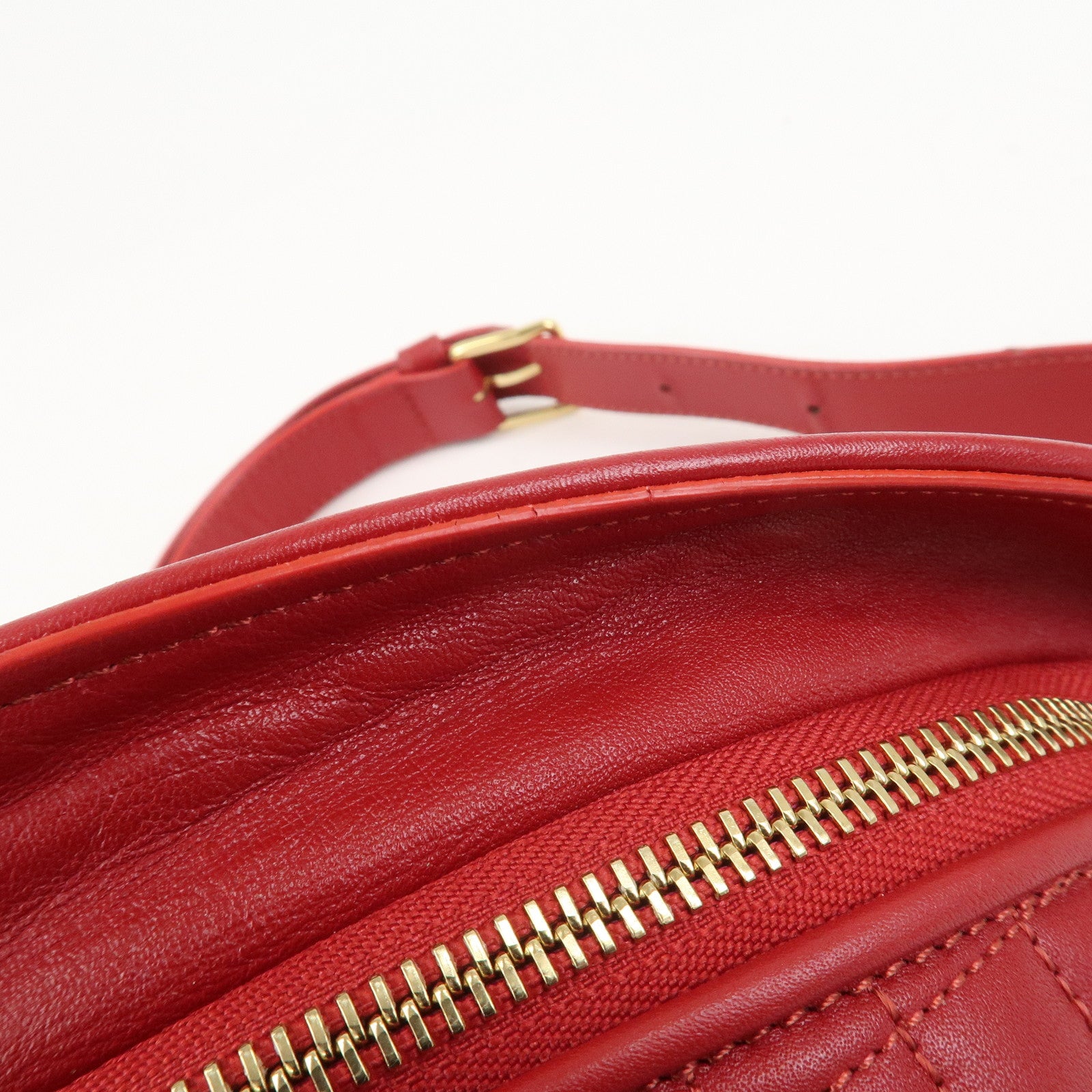 CELINE Leather C Charm Waist Bag Body Bag Red