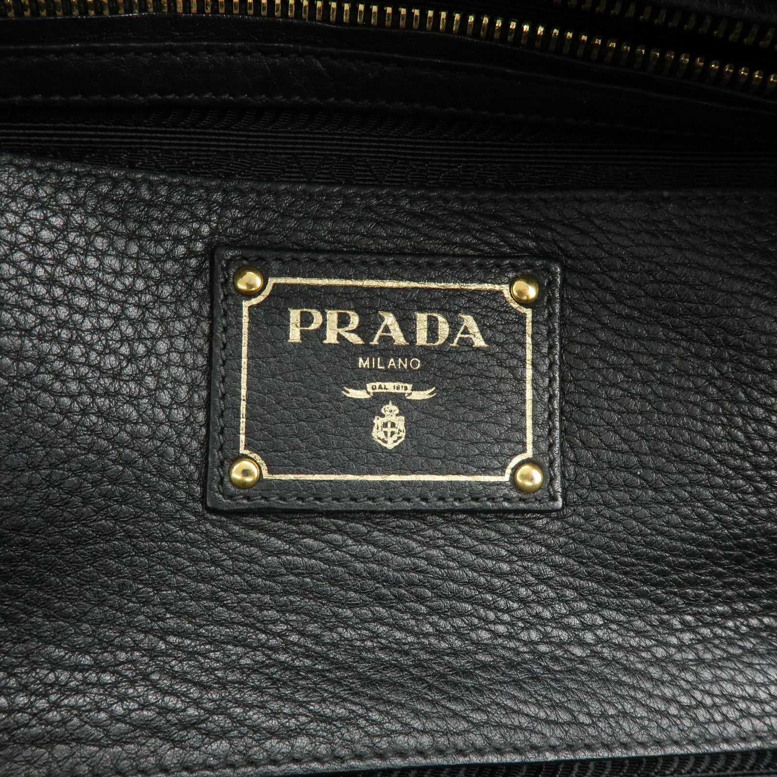 PRADA Logo Leather Boston Bag Shoulder Bag Black B3091M