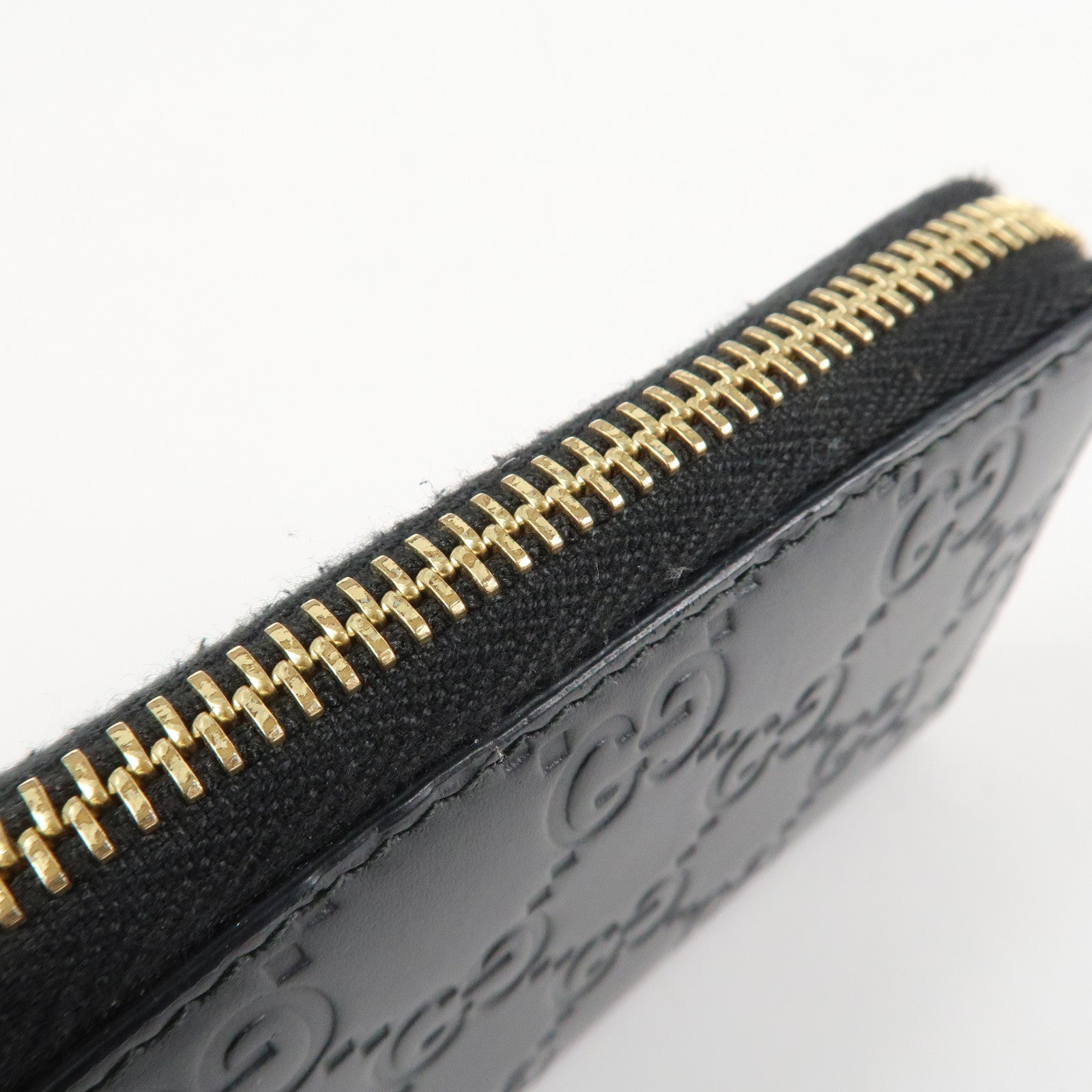 GUCCI Guccissima Leather Card Case Card Holder Black 447939 Used