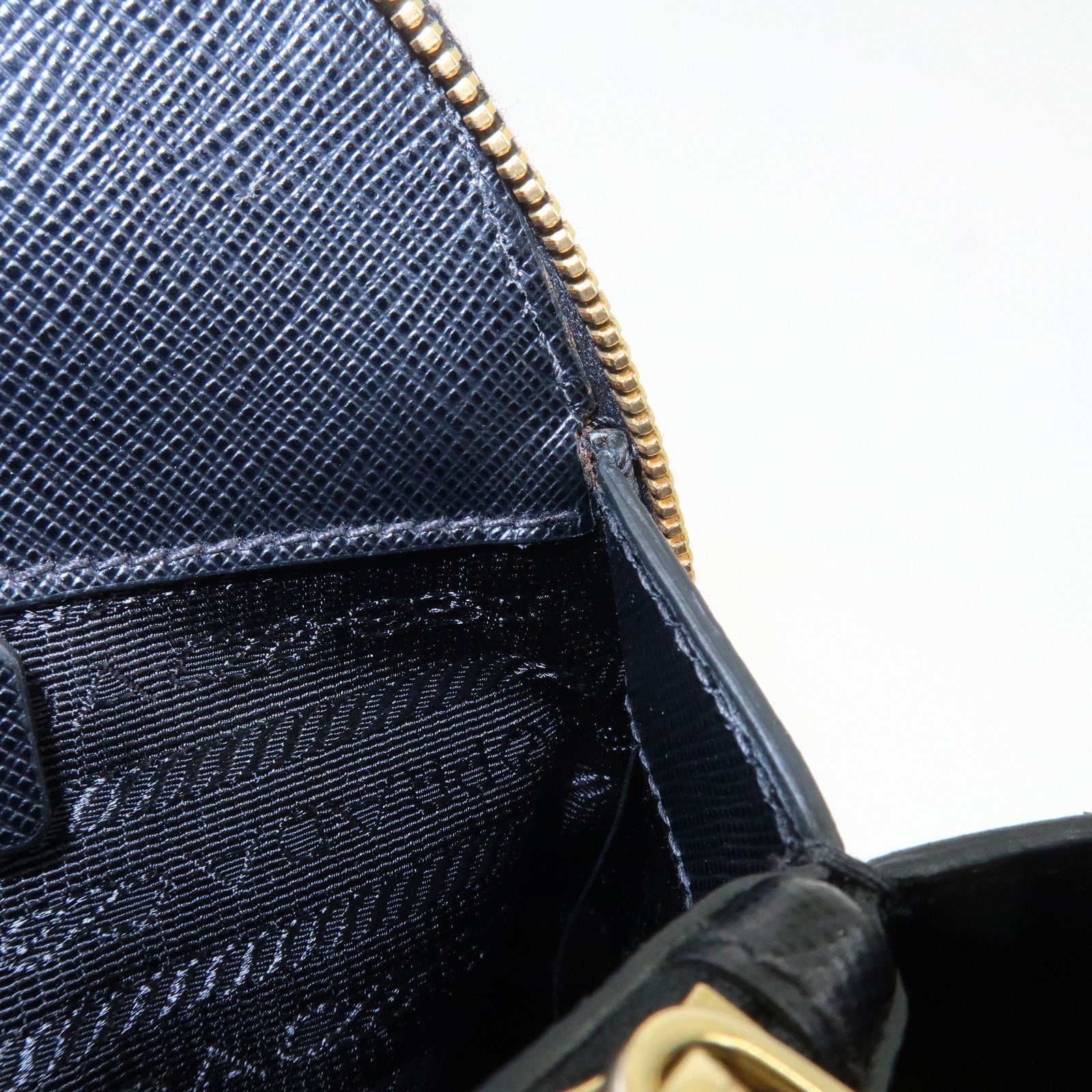 PRADA Logo Saffiano Leather Hand Bag Tote Bag Black BL0812