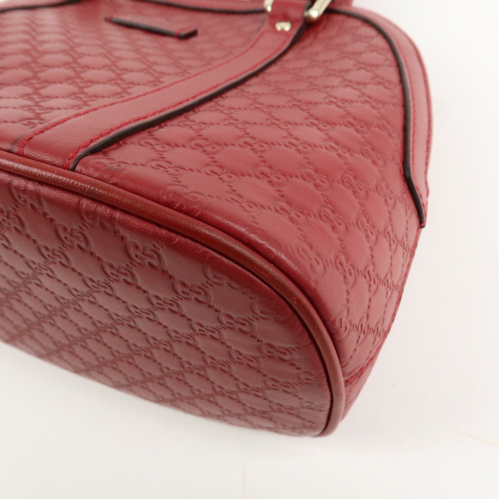 GUCCI Micro Guccissima 2Way Hand Shoulder Bag Castilian Red 449654 Used