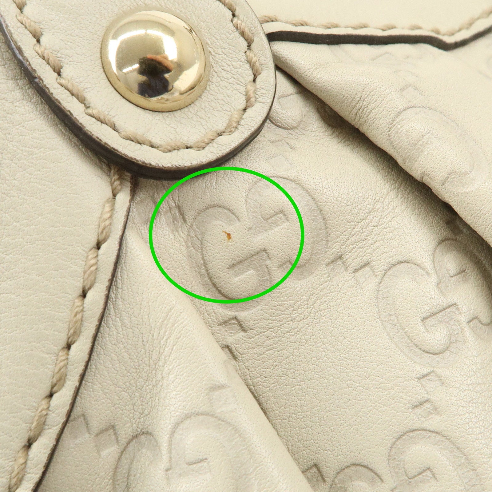 GUCCI Sukey Guccissima Leather Tote Bag Hand Bag Ivory 211944 Used