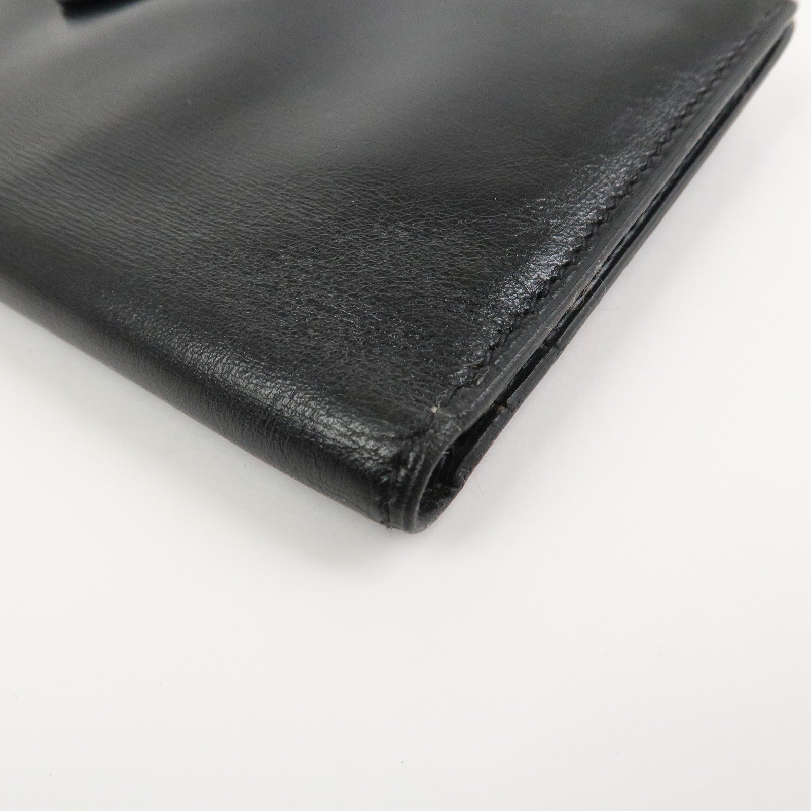 HERMES Bearn Classic Box Calf □E Stamped Bi-Fold Long Wallet Black