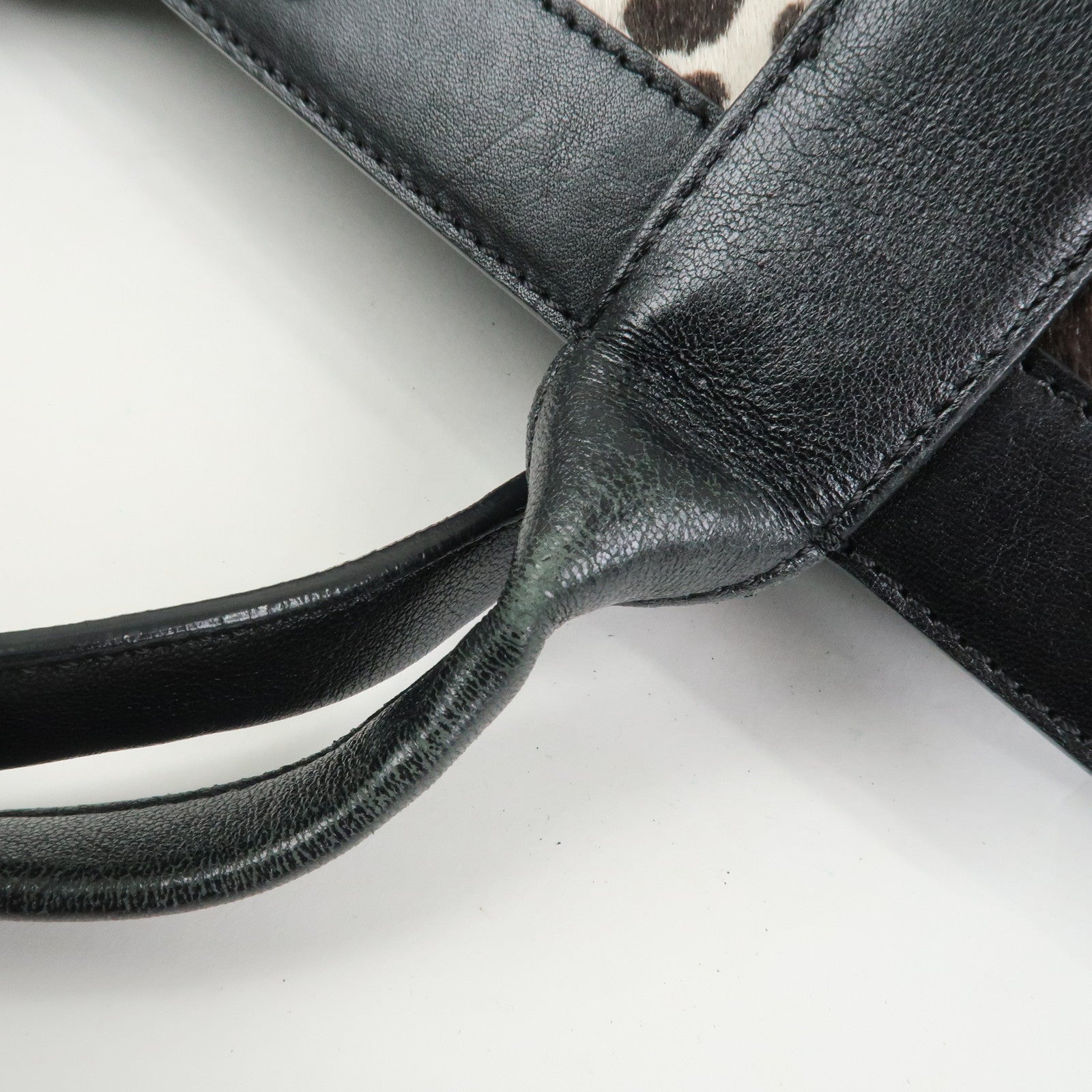 Chloe Alison Unborn Calf Leather Dalmatian Tote Bag Black Ivory