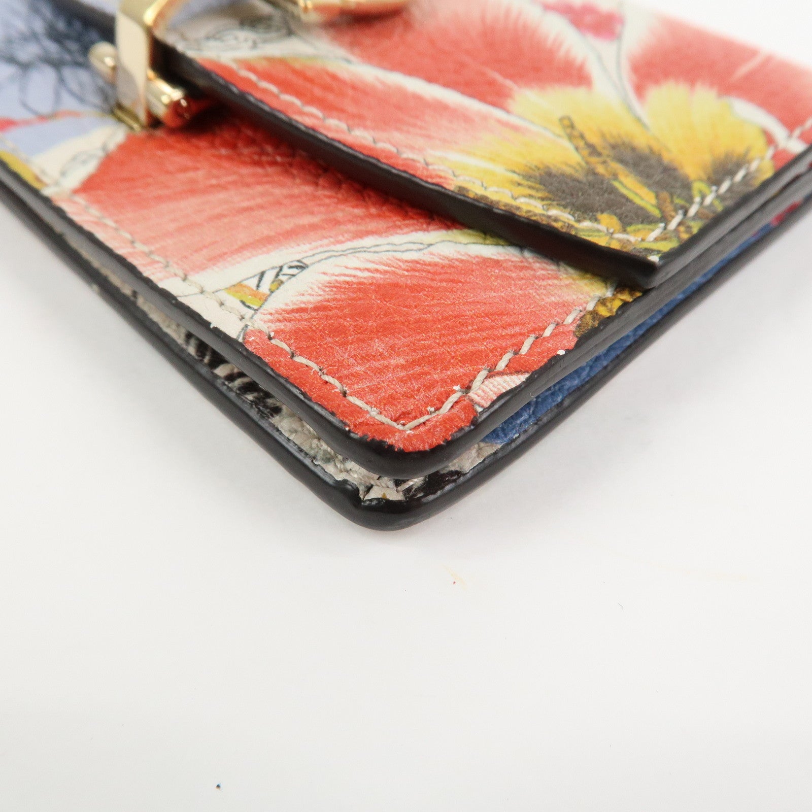 Ferragamo Gancini Leather Fragment Case Card Case Multicolor