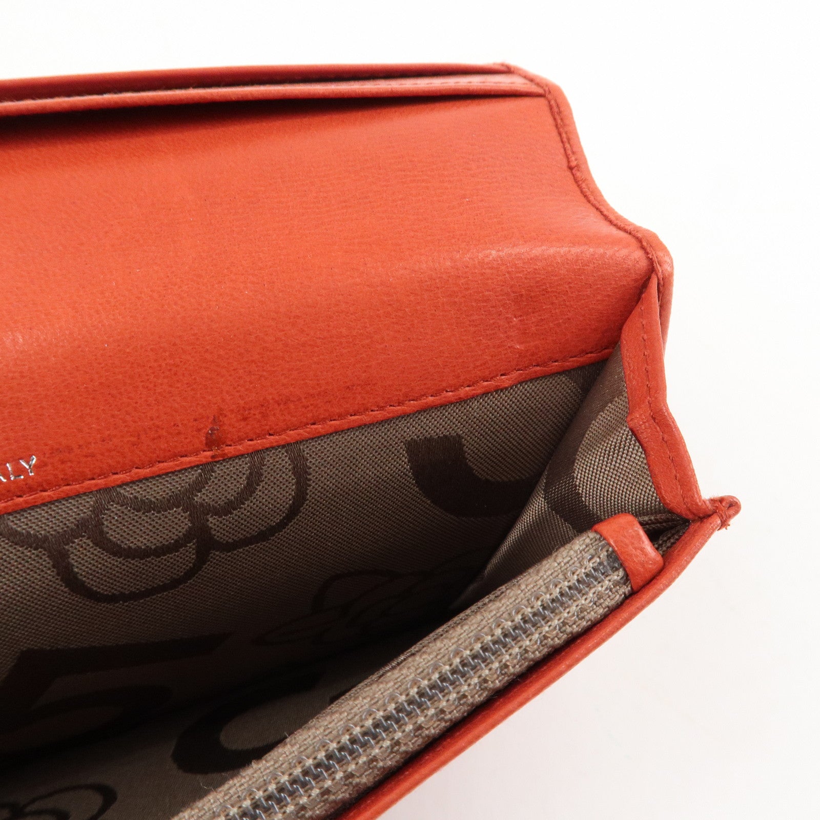 CHANEL Mademoiselle COCO Mark Lamb Skin Long Wallet Red Used