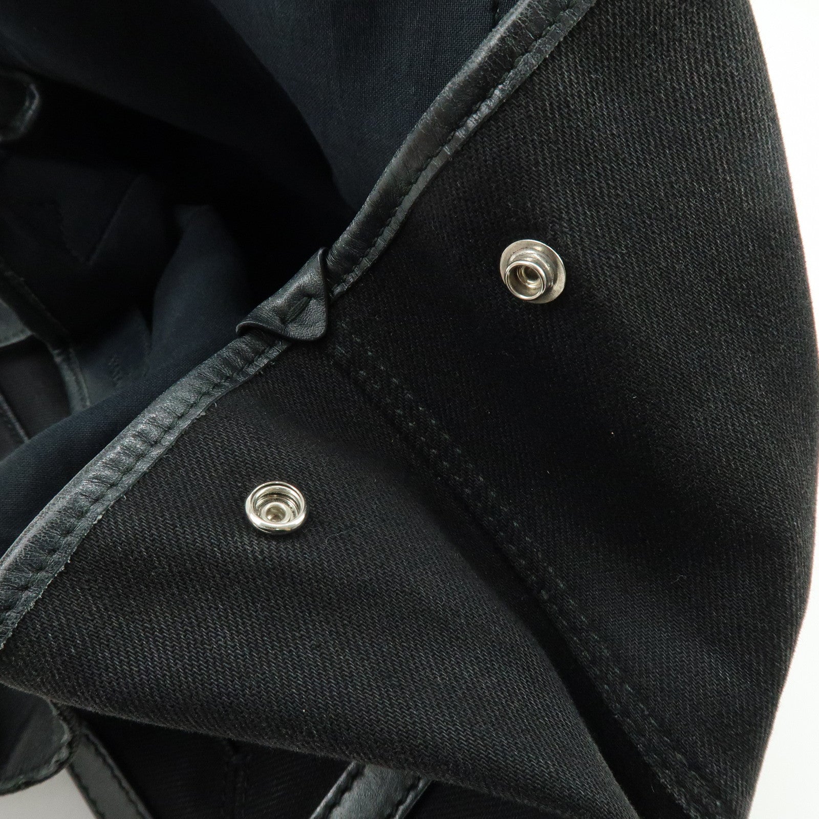 BALENCIAGA Navy Cabas Small Canvas Leather Tote Bag Black 339933