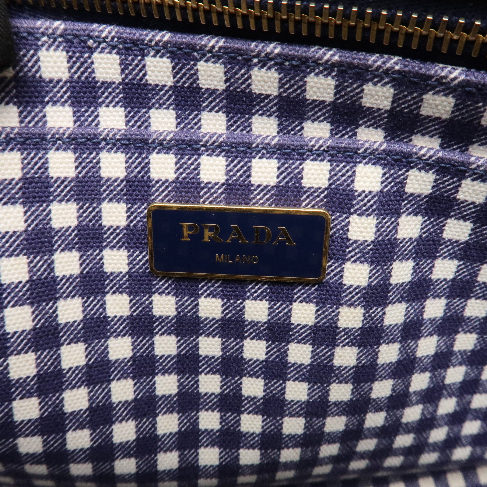 PRADA Canapa Mini Denim 2Way Hand Bag Tote Bag Navy 1BG439