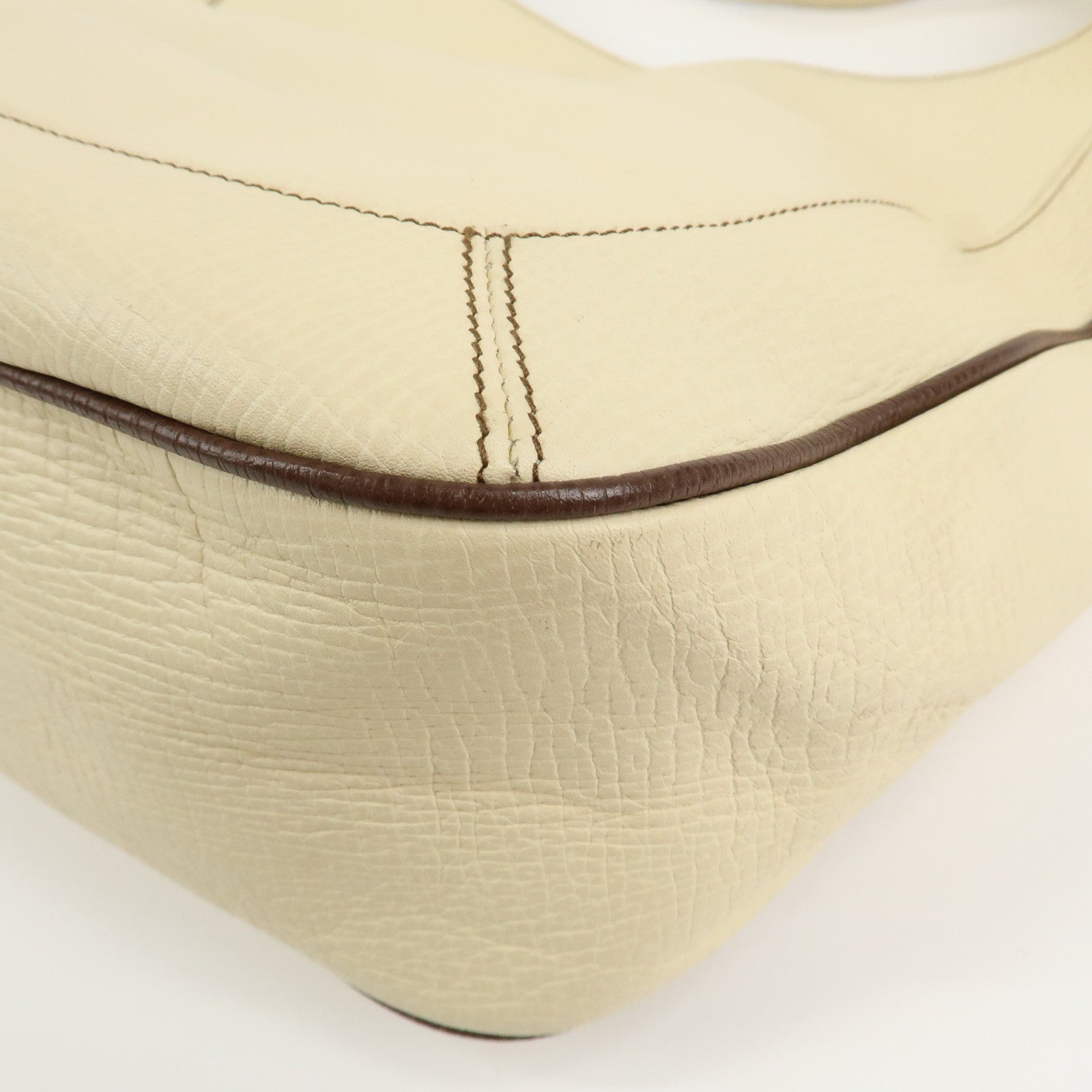 LOEWE Logo Leather Shoulder Bag Hand Bag Ivory