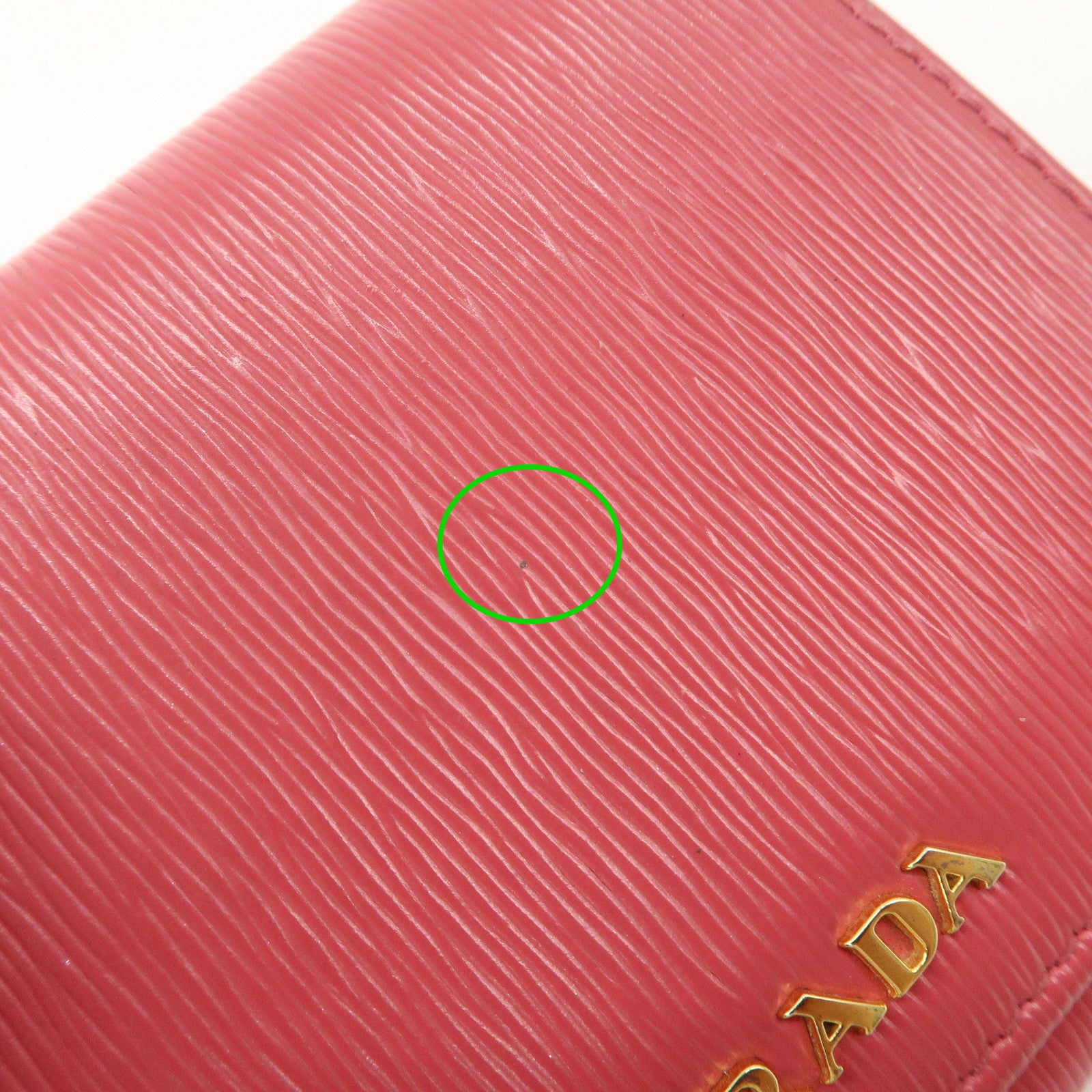 PRADA Saffiano Leather Trifold Compact Wallet Pink 1MH176 Used