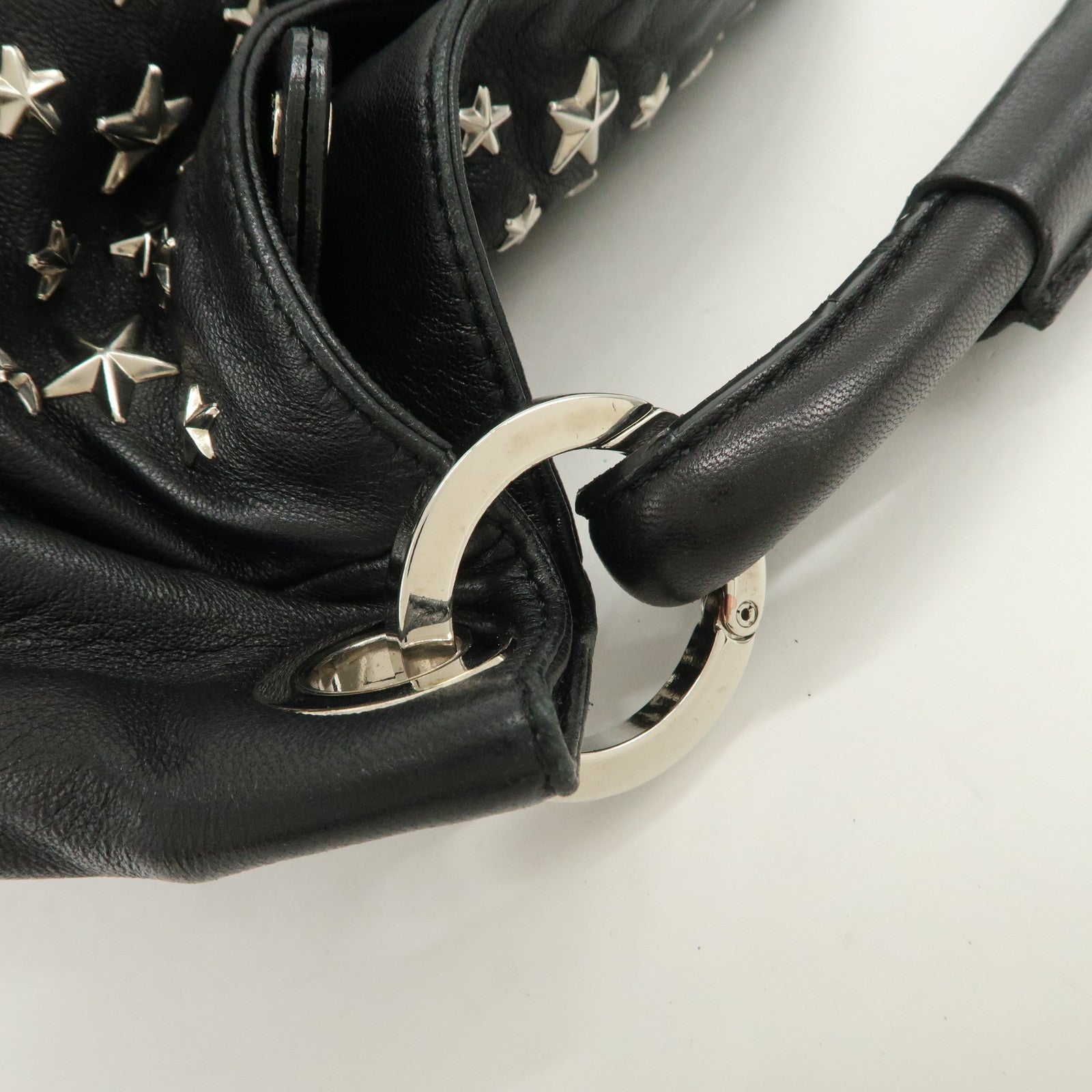 JIMMY CHOO Sky Bag Studs Leather Shoulder Bag Black